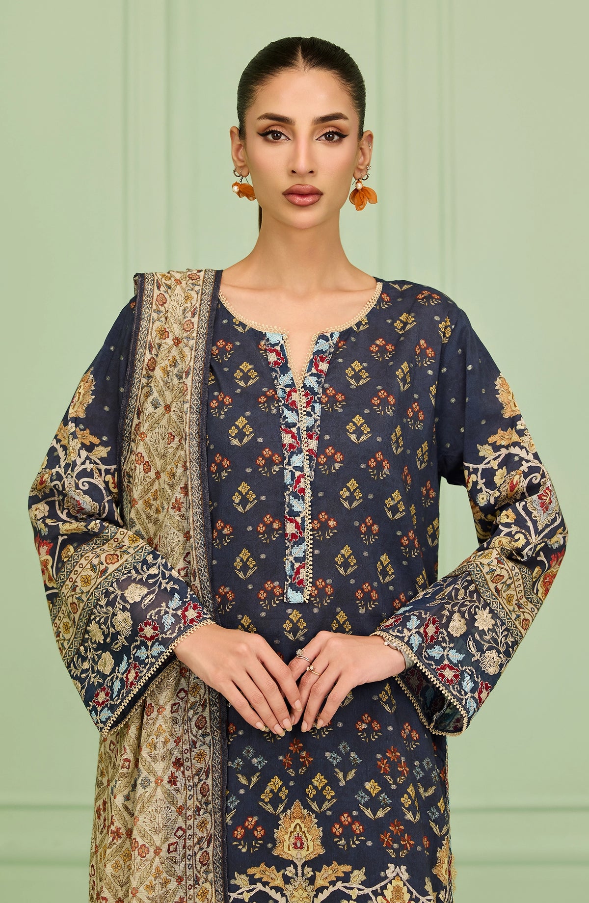 Stitched | 3 Piece | Embroidered | Lawn Jacquard Shirt | WRHL26S-3003/S GREEN | NURE (LIMITED EDITION)