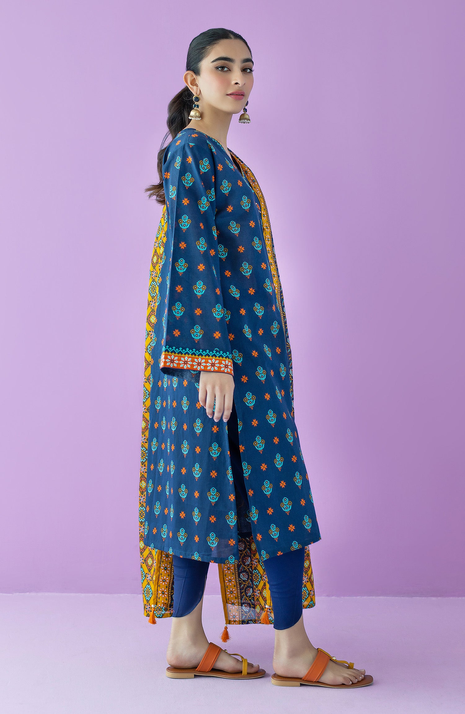 OTL-23-142/U BLUE LAWN  UNSTITCHED SHIRT DUPATTA PANTS