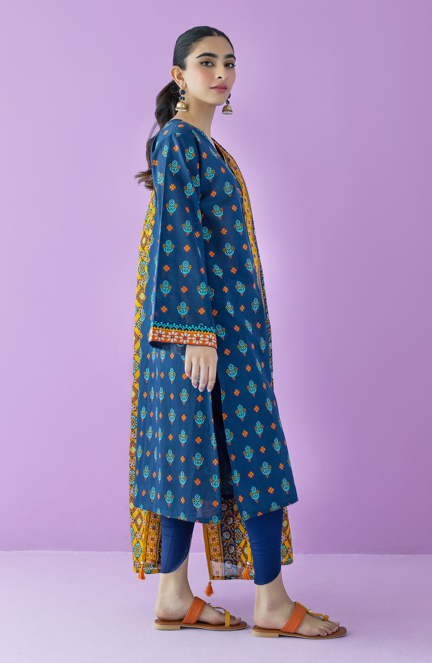 OTL-23-142/U BLUE LAWN  UNSTITCHED SHIRT DUPATTA PANTS