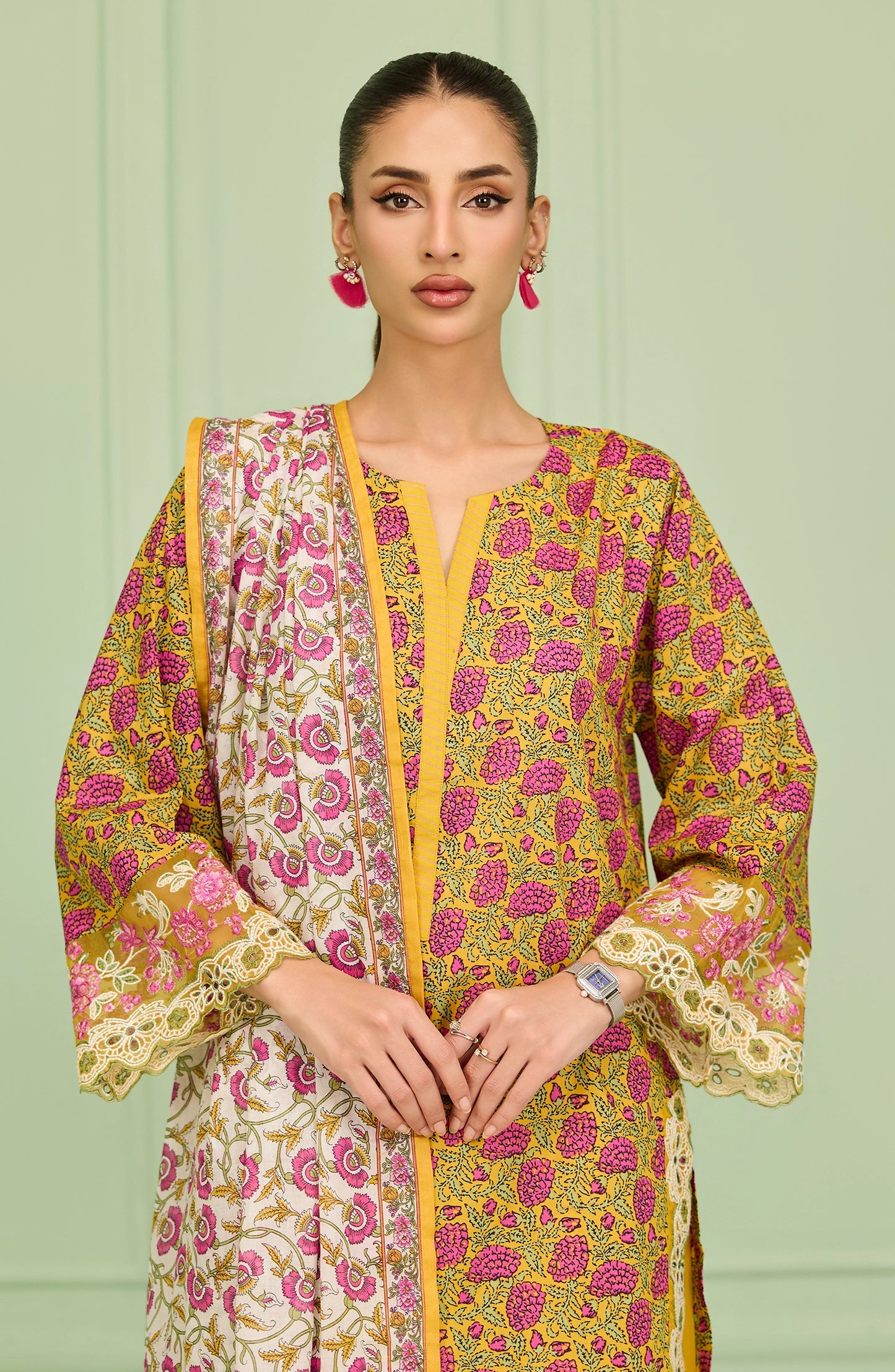 Unstitched | 3 Piece | Printed Embroidered | Lawn Shirt | OTL-20306/U OCHRE