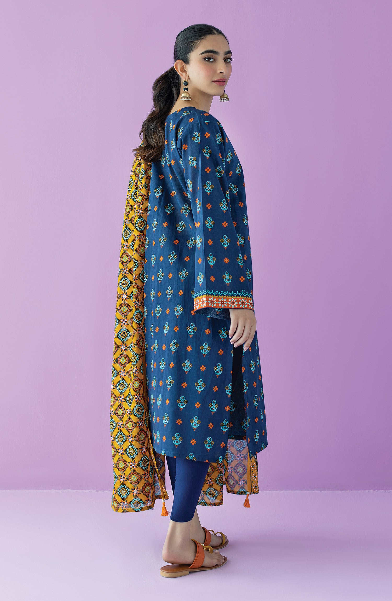 OTL-23-142/U BLUE LAWN  UNSTITCHED SHIRT DUPATTA PANTS