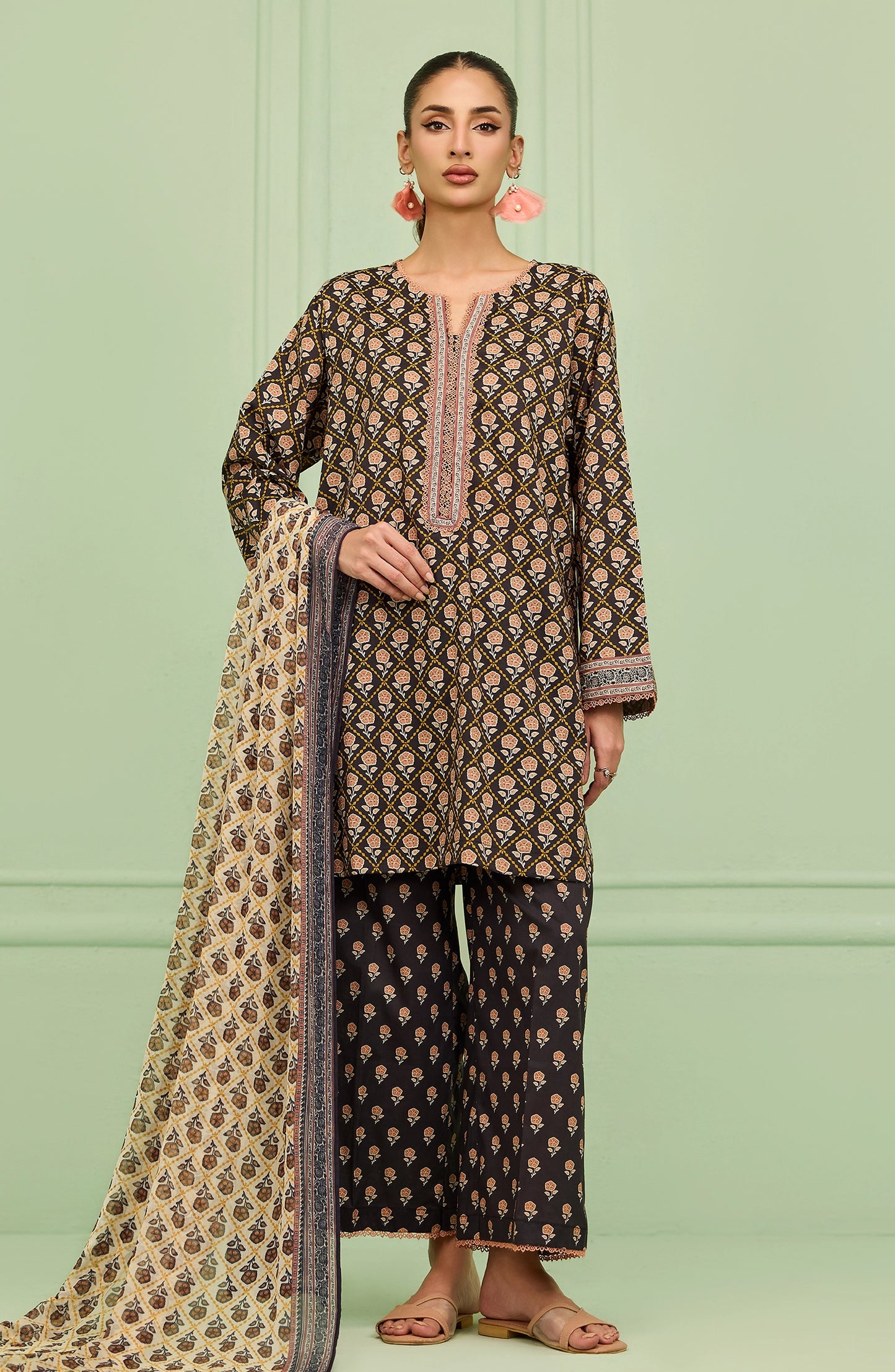 Unstitched | 3 Piece | Printed | Lawn Shirt | OTL-20396/U BLACK