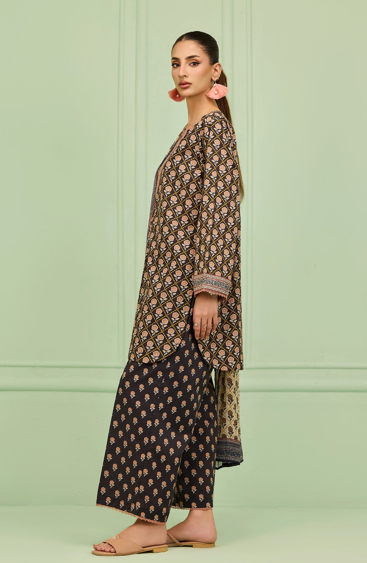 Unstitched | 3 Piece | Printed | Lawn Shirt | OTL-20396/U BLACK