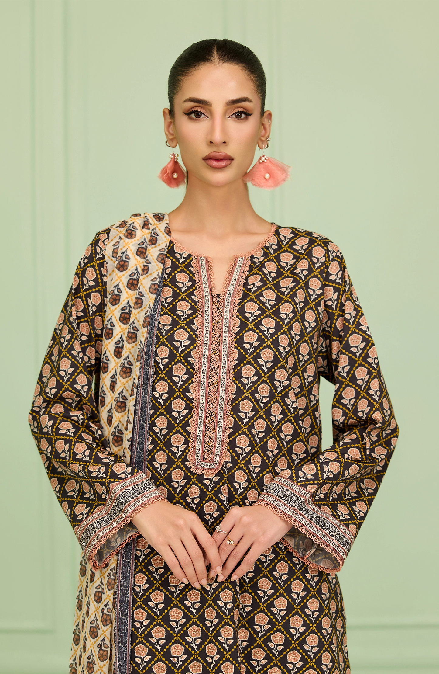 Unstitched | 3 Piece | Printed | Lawn Shirt | OTL-20396/U BLACK