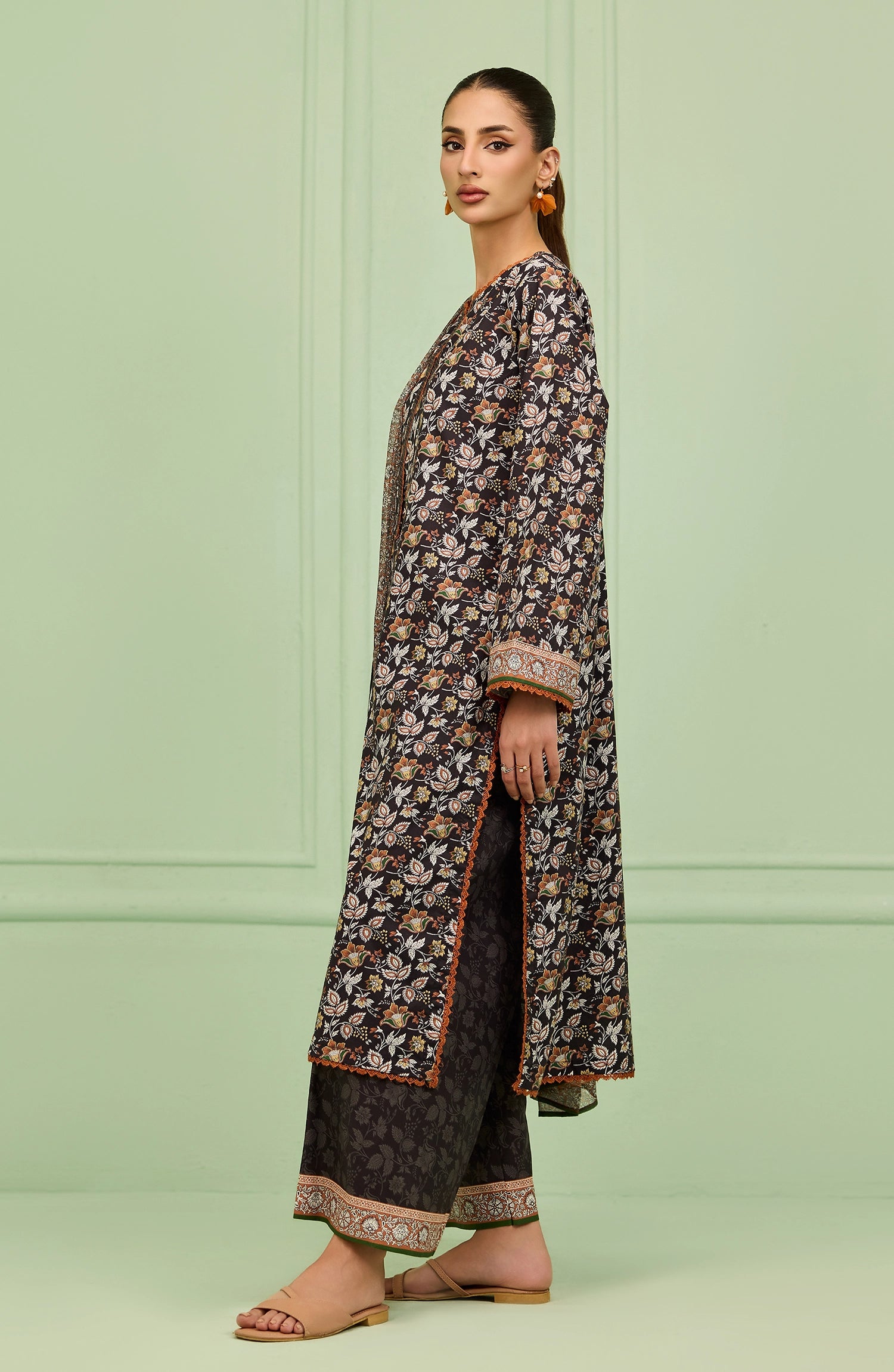 Stitched | 3 Piece | Printed | Cotton Viscose Shirt | OTL-20496/S BLACK