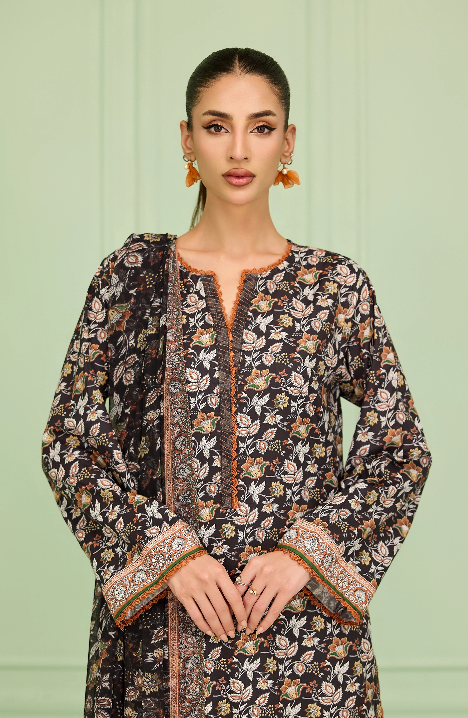 Unstitched | 3 Piece | Printed | Lawn Shirt | OTL-20496/U BLACK