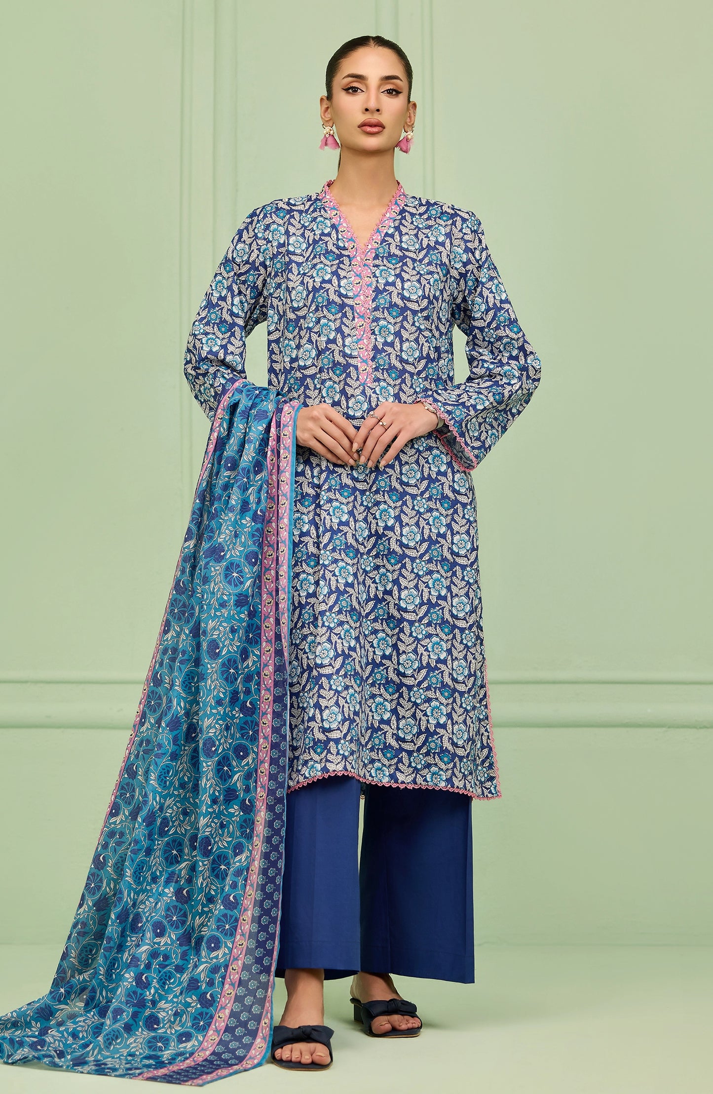 Unstitched | 3 Piece | Printed | Lawn Shirt | OTL-20326/U LIGHT BLUE