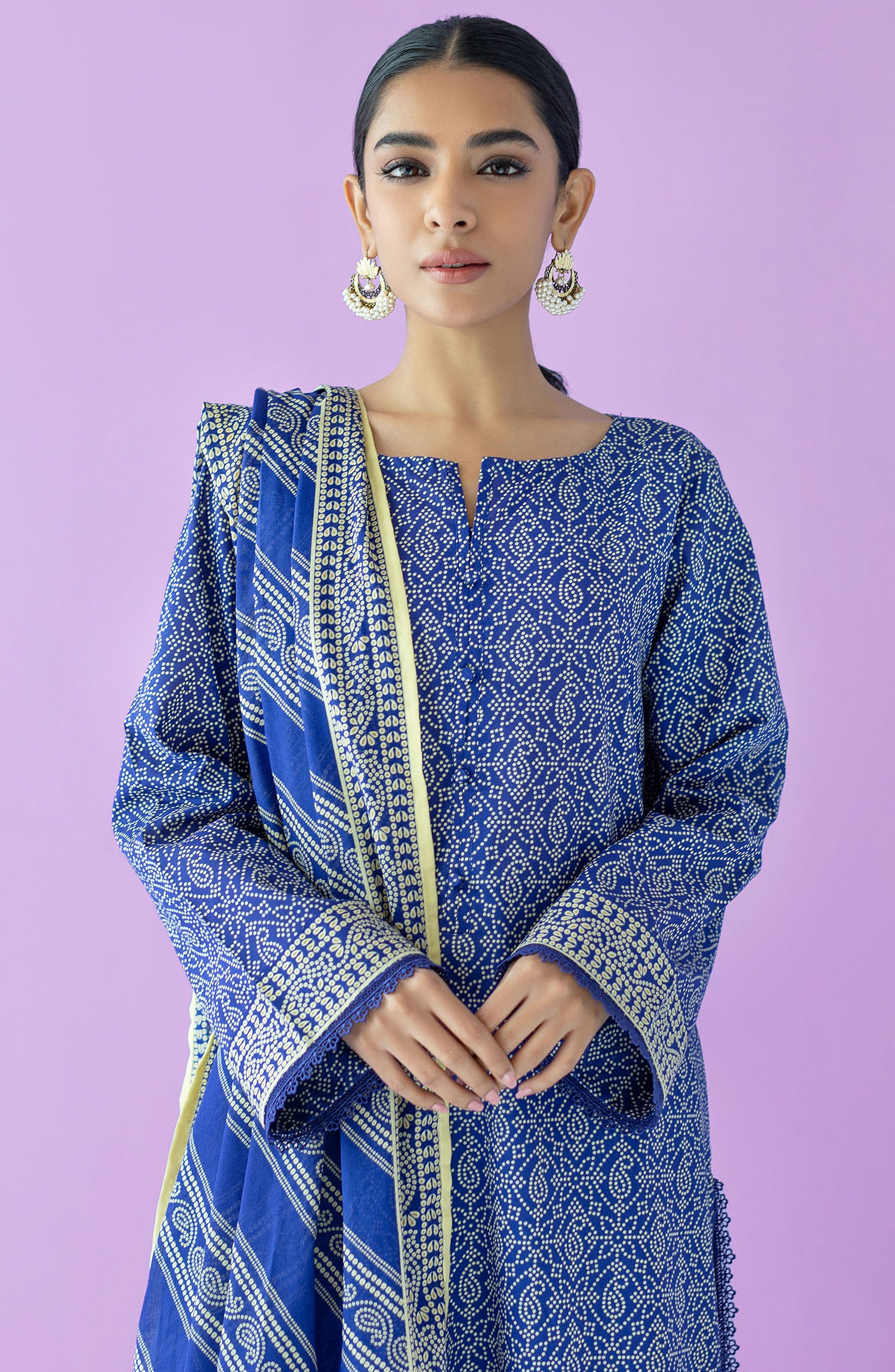 OTL-23-121 BLUE LAWN  UNSTITCHED SHIRT DUPATTA PANTS