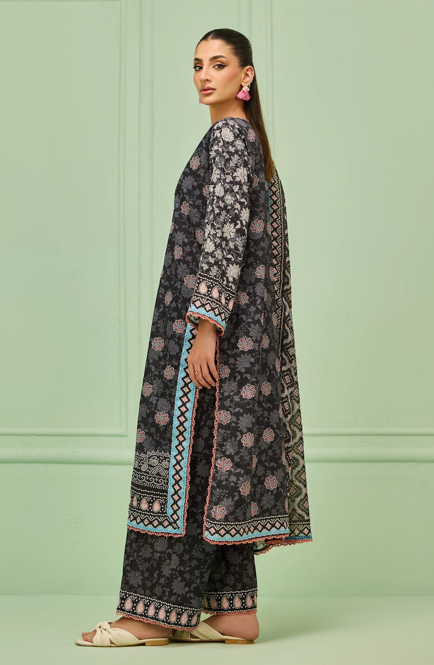 Stitched | 3 Piece | Printed Embroidered | Lawn Shirt | OTL-20636/S BLACK