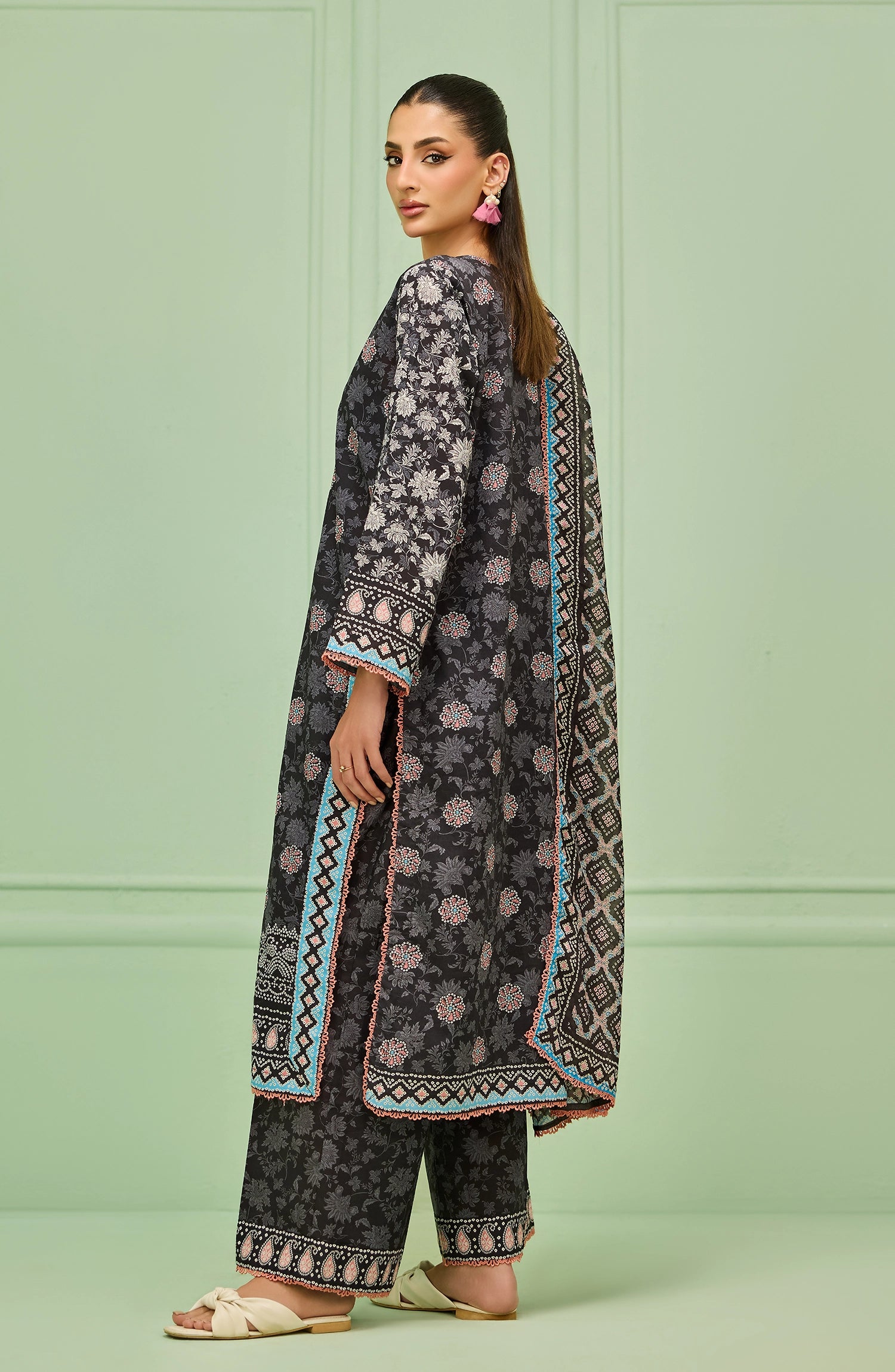 Stitched | 3 Piece | Printed Embroidered | Lawn Shirt | OTL-20636/S BLACK