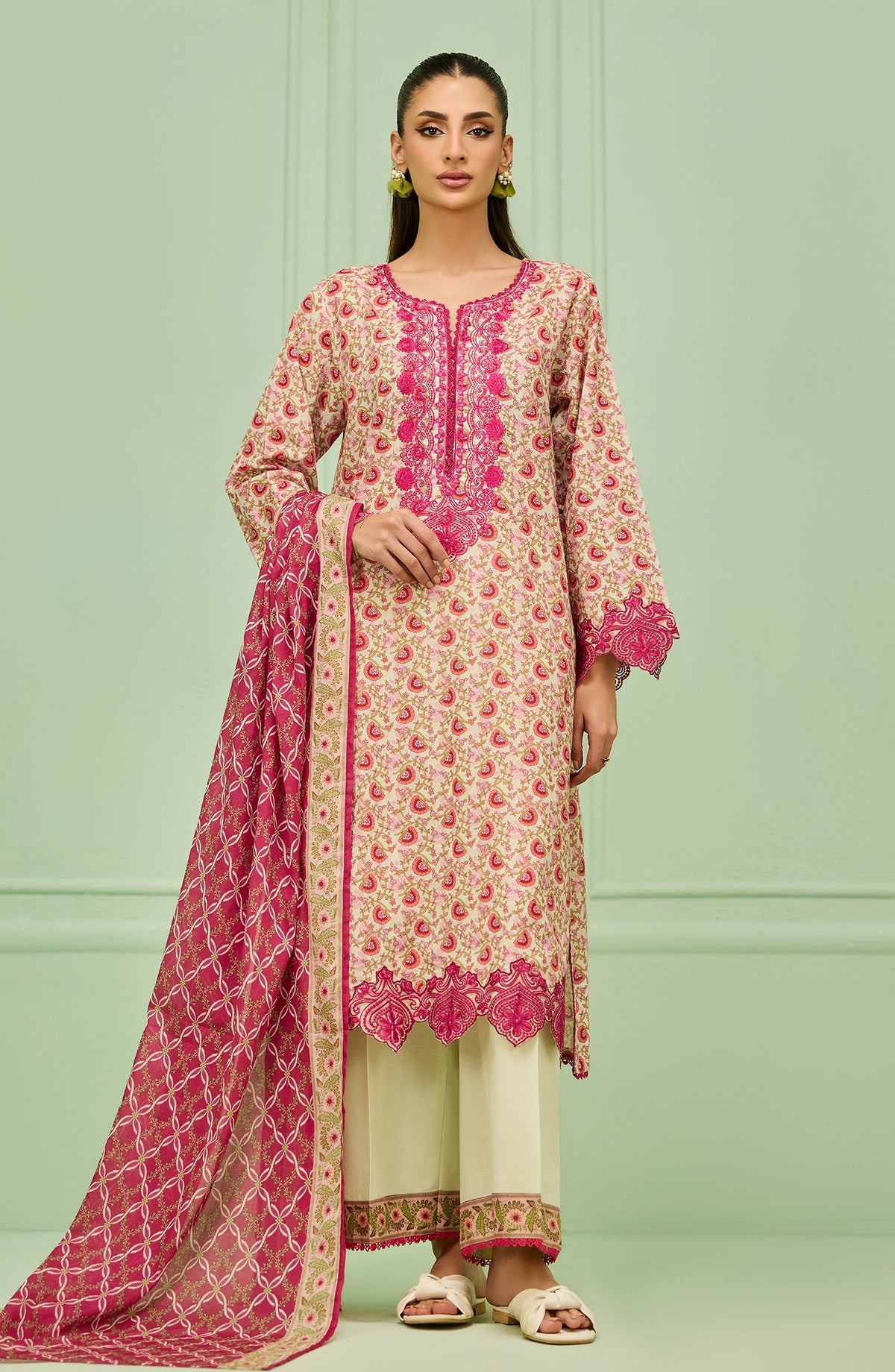 OTL-20336/S OFF WHITE LAWN Women READY TO WEAR SHIRT DUPATTA PANTS
