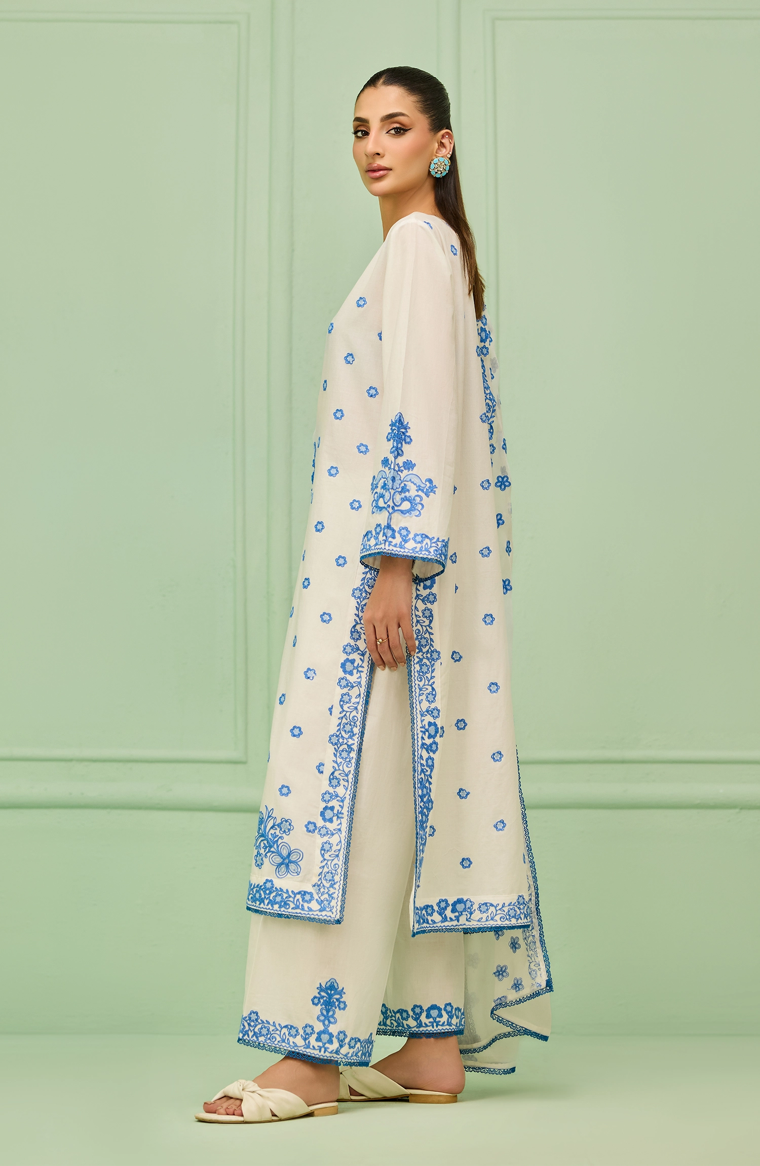 Stitched | 3 Piece | Embroidered | Lawn Shirt | OTL-20436/S WHITE | SEA