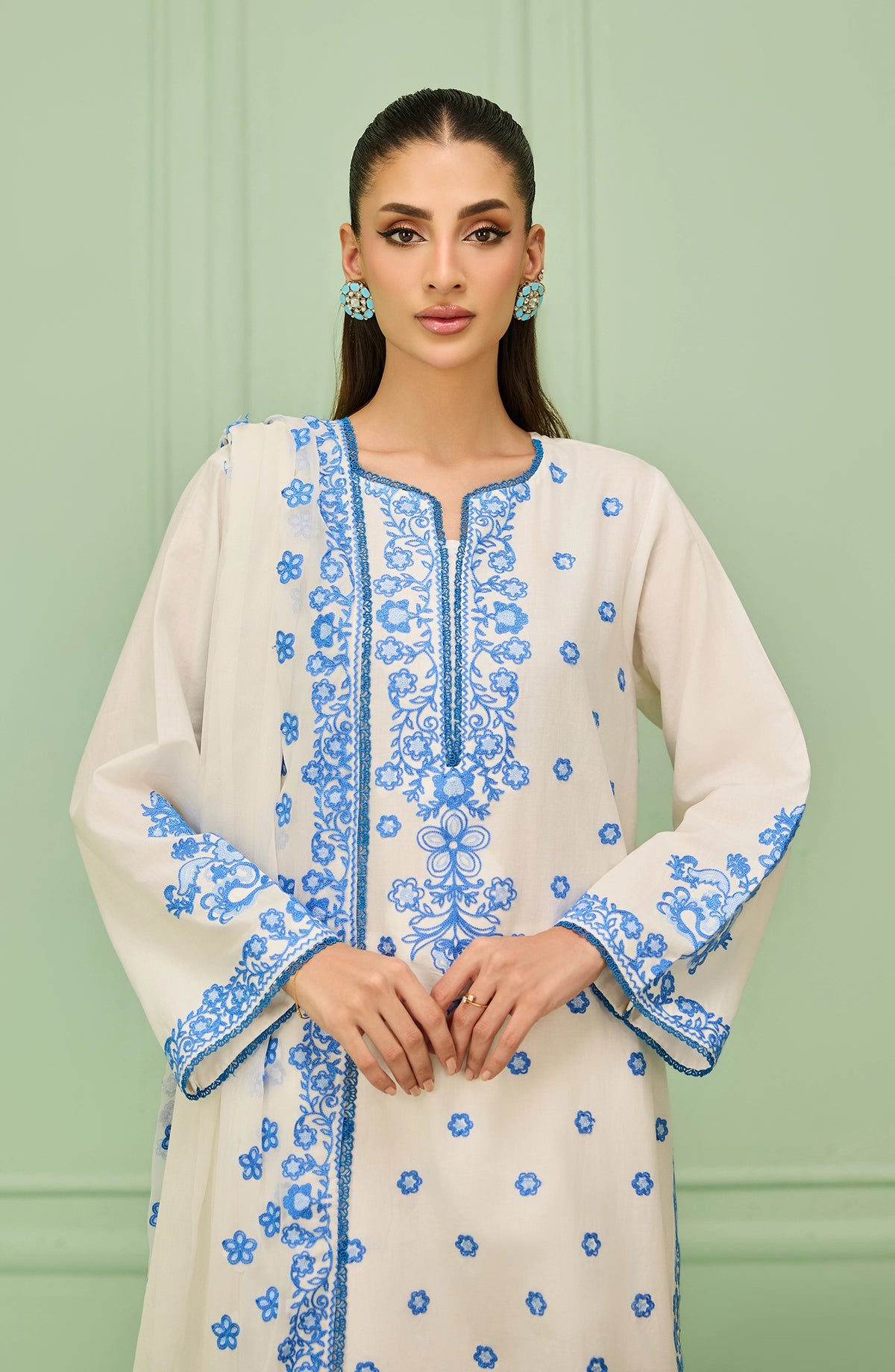Stitched | 3 Piece | Embroidered | Lawn Shirt | OTL-20436/S WHITE | SEA
