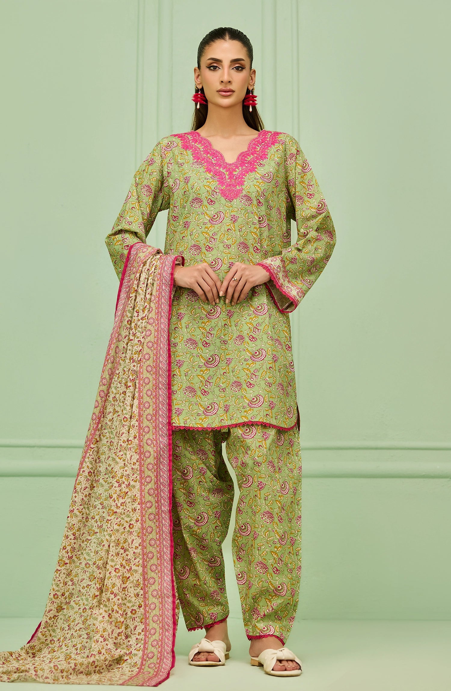 Stitched | 3 Piece | Printed Embroidered | Lawn Shirt | OTL-20356/S GREEN | RANIA