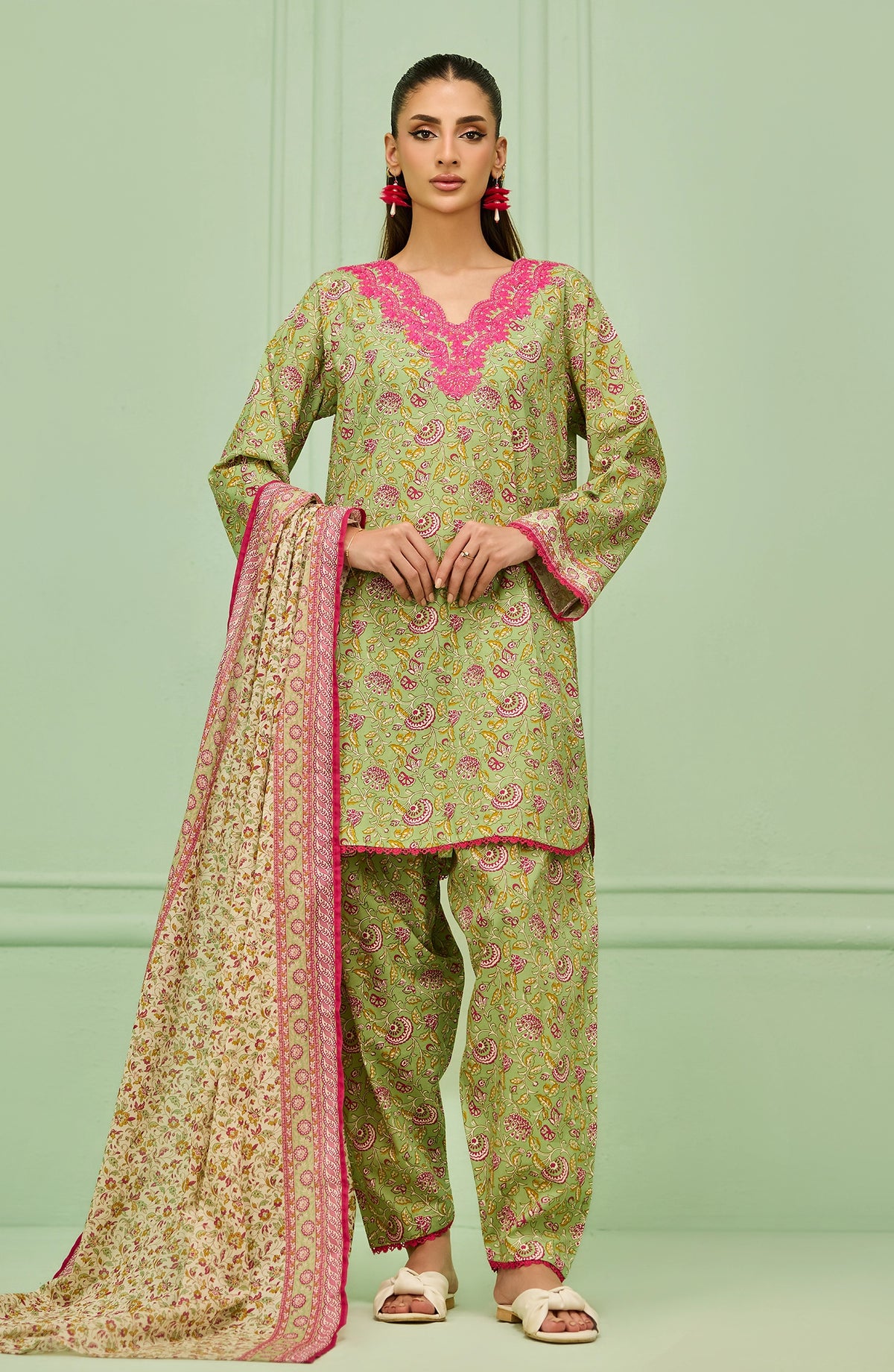 Stitched | 3 Piece | Printed Embroidered | Lawn Shirt | OTL-20356/S GREEN | RANIA