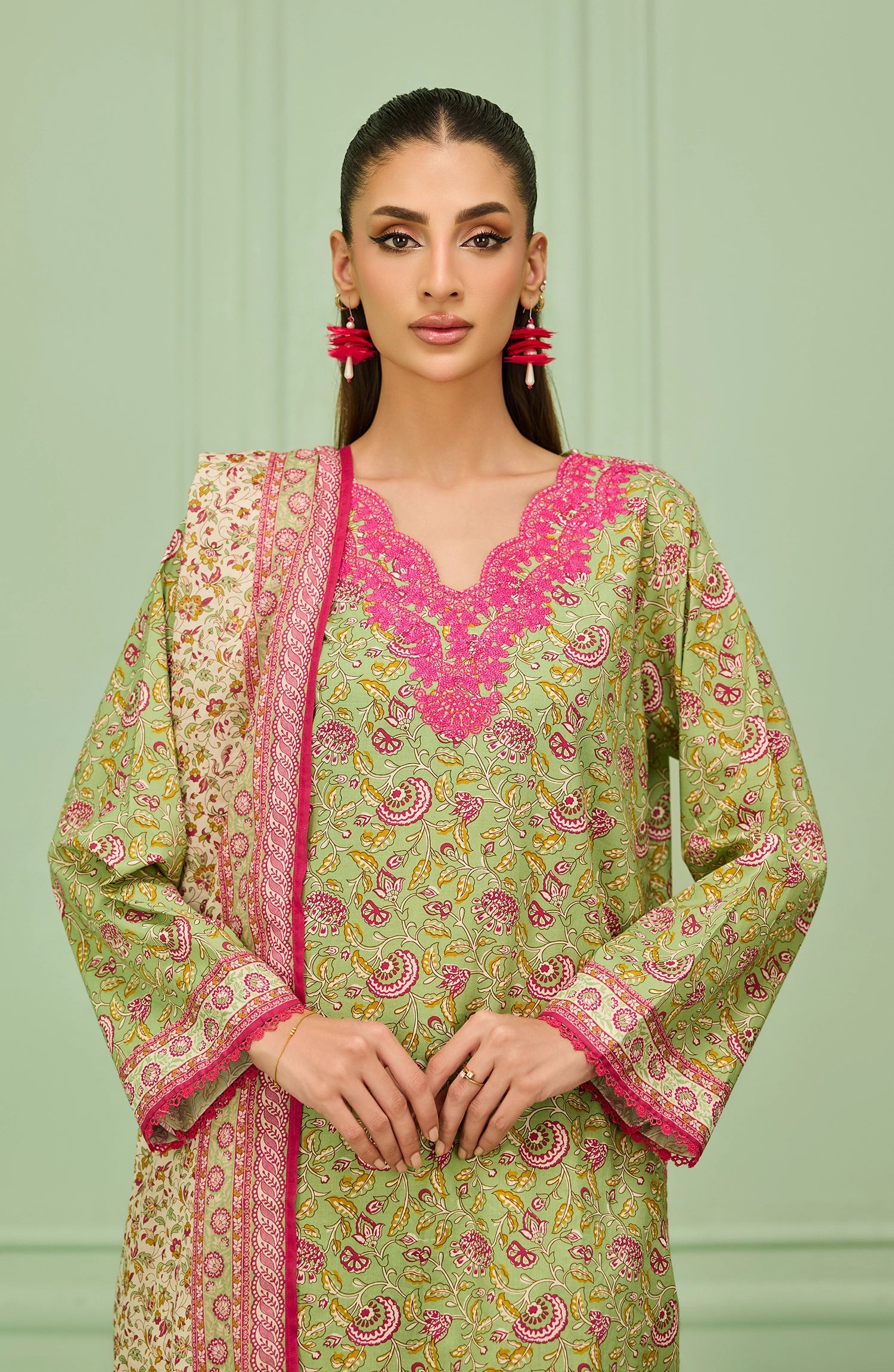 Stitched | 3 Piece | Printed Embroidered | Lawn Shirt | OTL-20356/S GREEN | RANIA