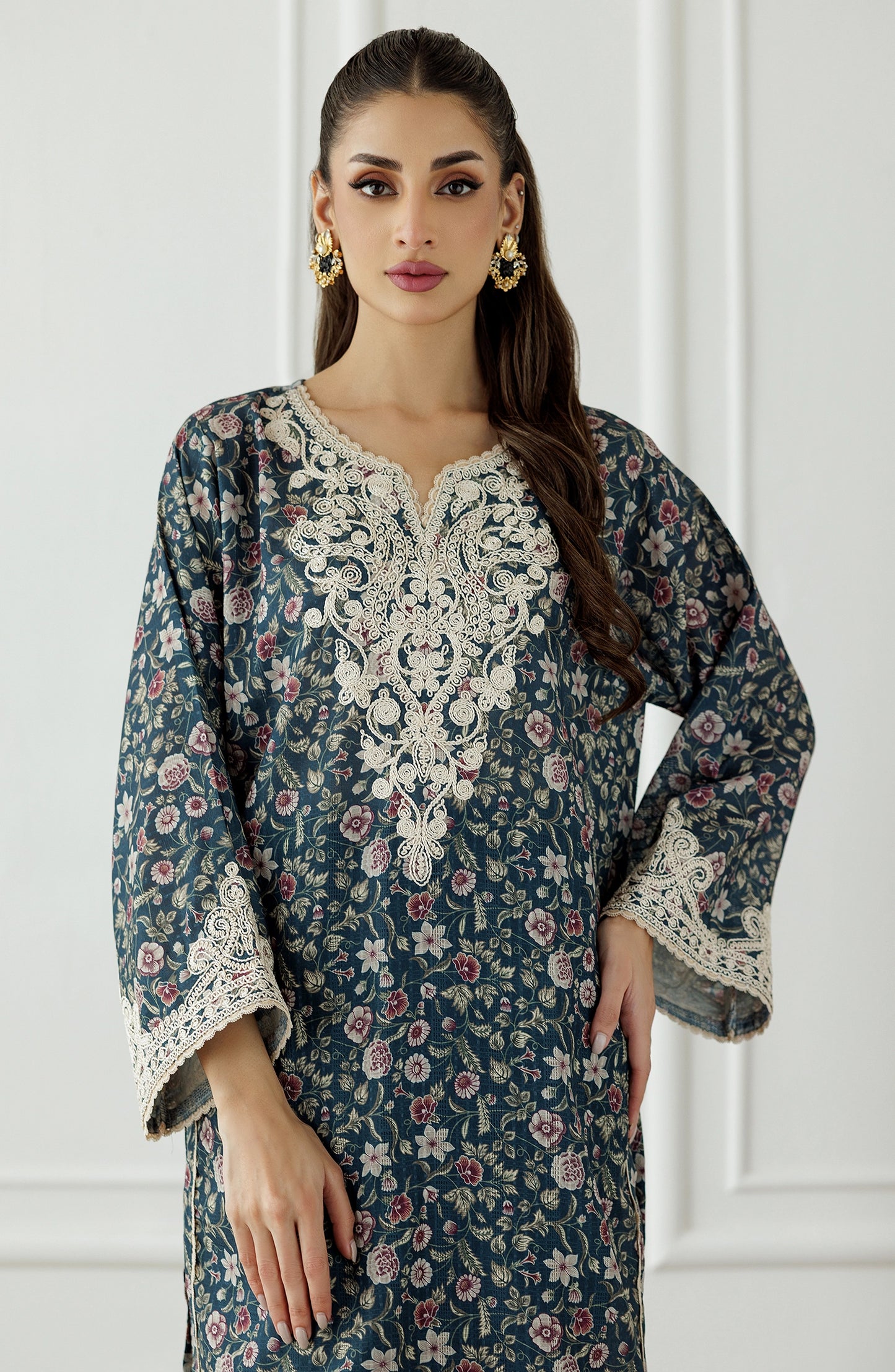 Stitched | 1 Piece | Embroidered | Poly Dobby Lawn Shirt | WRFC24S-1003/S BLACK