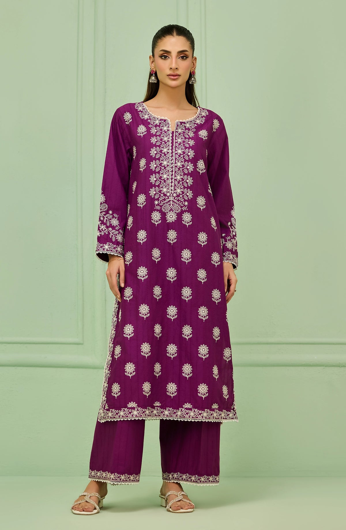 Stitched | 2 Piece | Embroidered | Stripe Jacquard Shirt | WRCJ26S-2011/S PURPLE