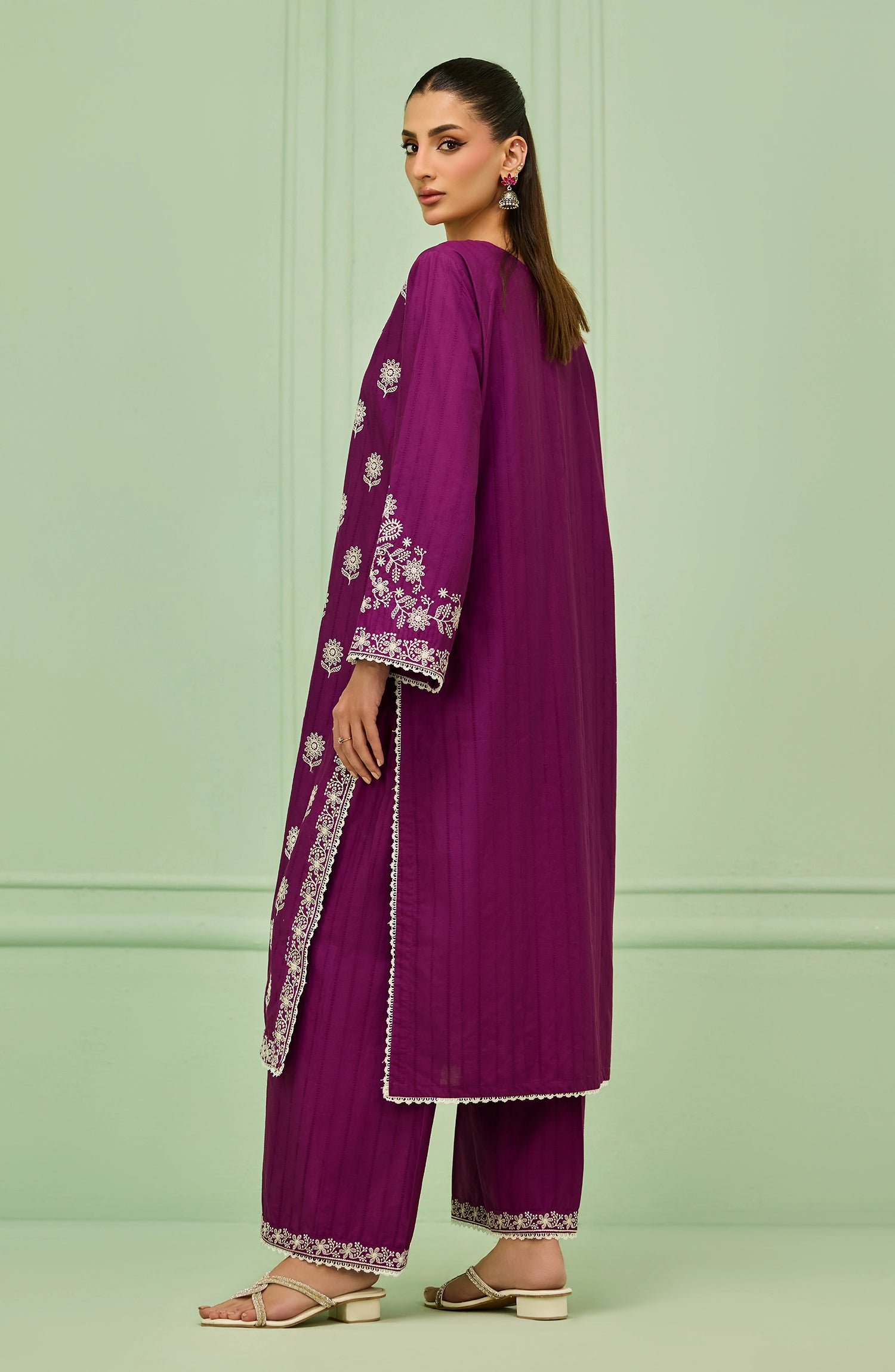 Stitched | 2 Piece | Embroidered | Stripe Jacquard Shirt | WRCJ26S-2011/S PURPLE