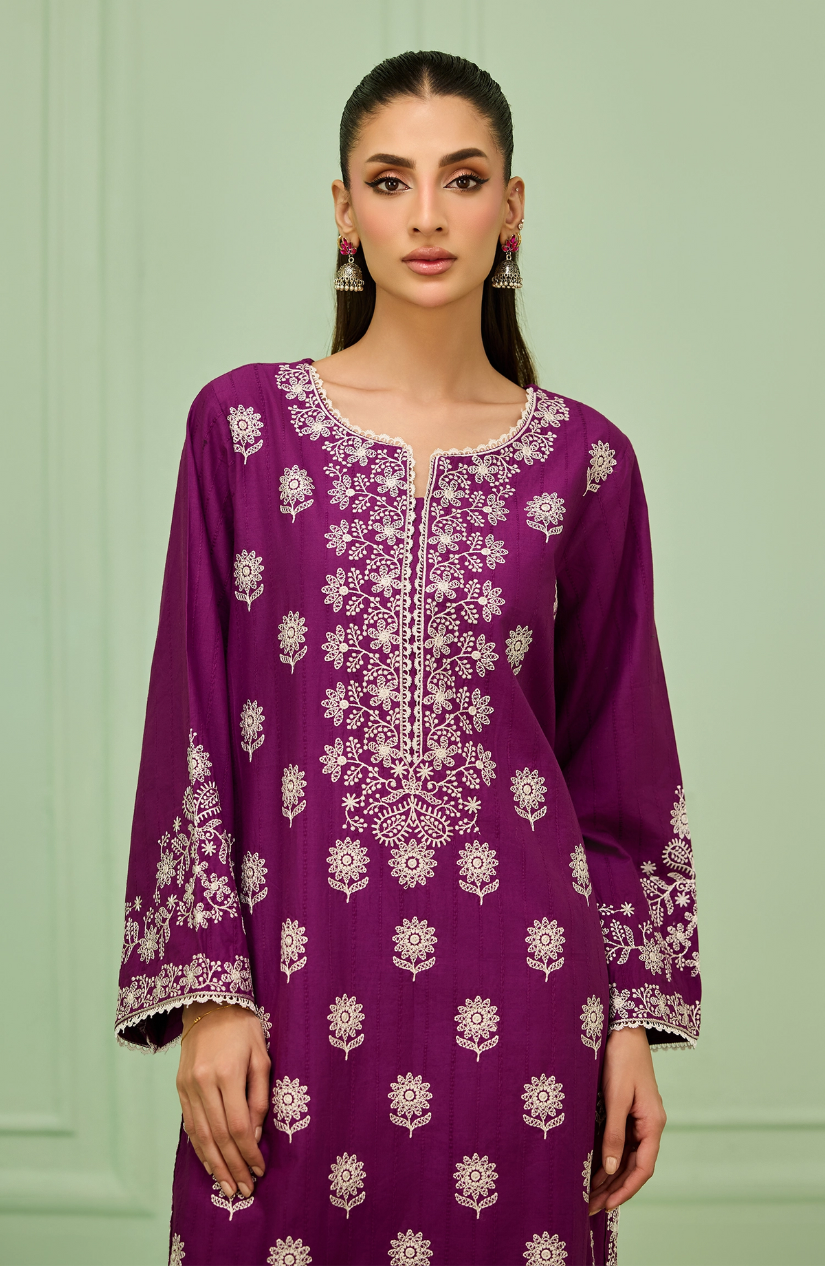 Stitched | 2 Piece | Embroidered | Stripe Jacquard Shirt | WRCJ26S-2011/S PURPLE