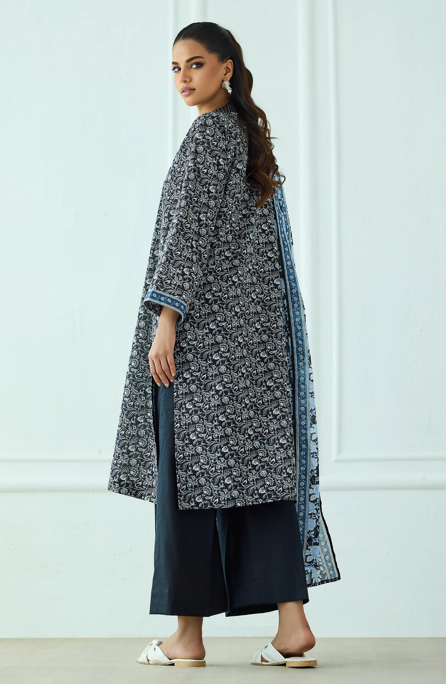 Unstitched | 3 Piece | Printed | Lawn Shirt | OTL-20385/U BLACK