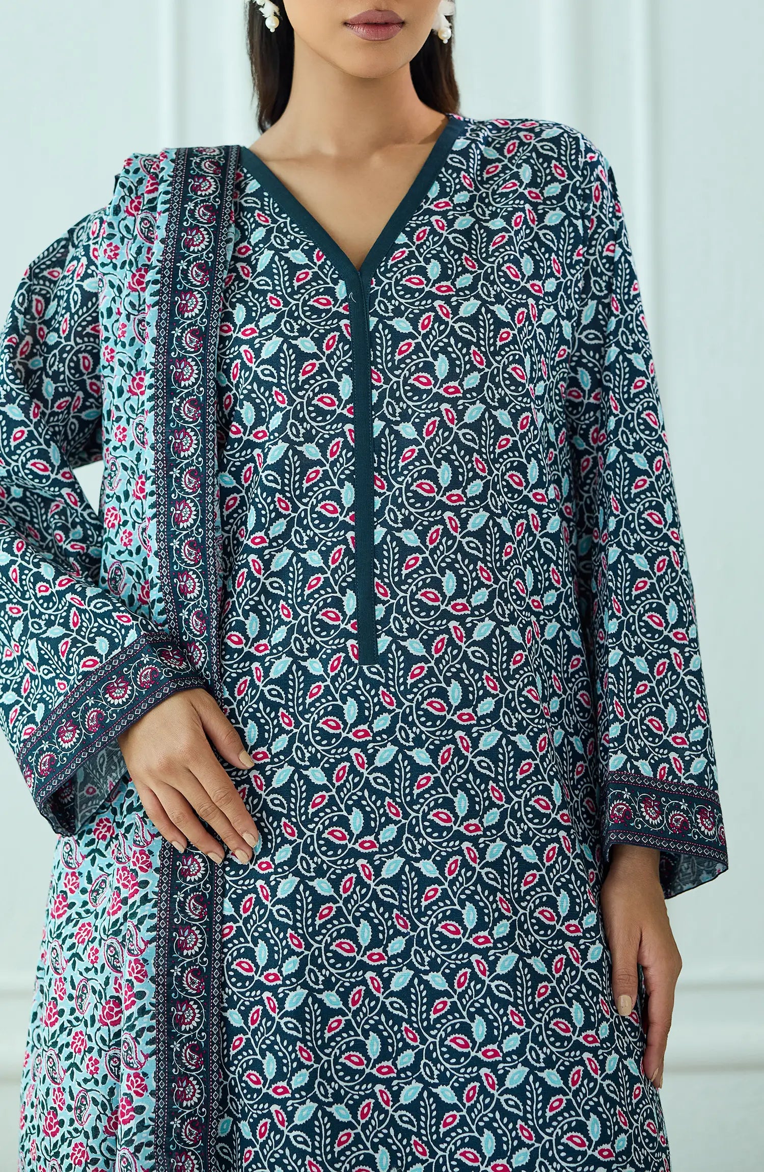Unstitched | 3 Piece | Printed | Khaddar Shirt | OTL-25-443/U TEAL