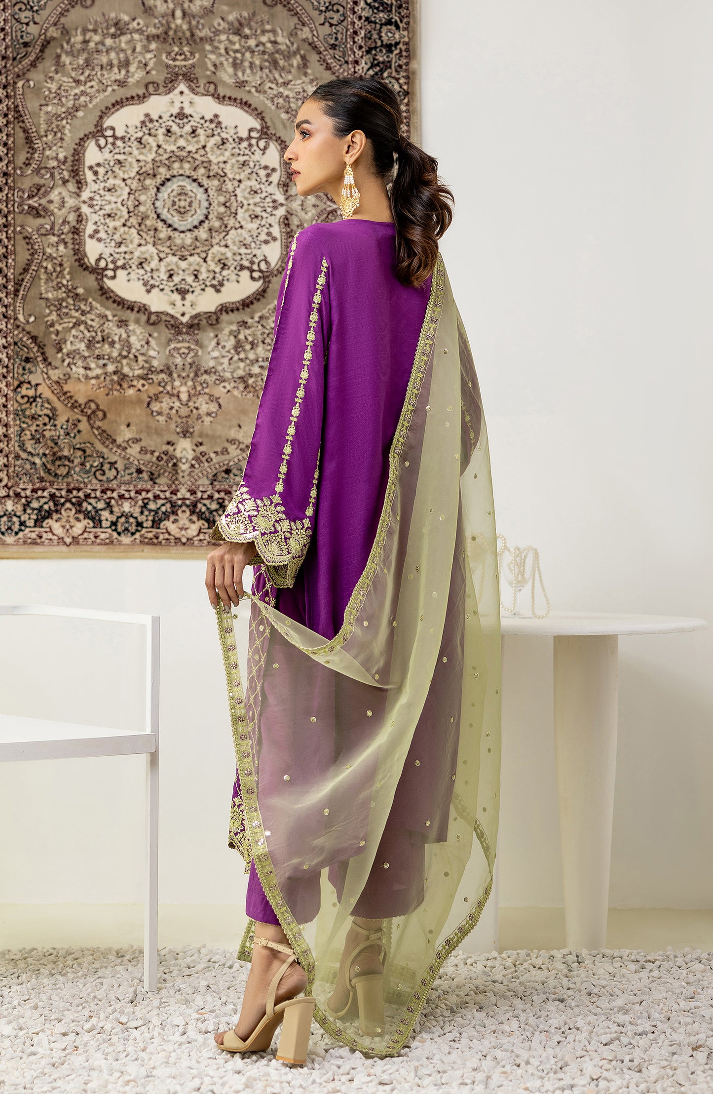NF-SDT-23-027 MAGENTA COTTON NET Women READY TO WEAR SHIRT DUPATTA PANTS