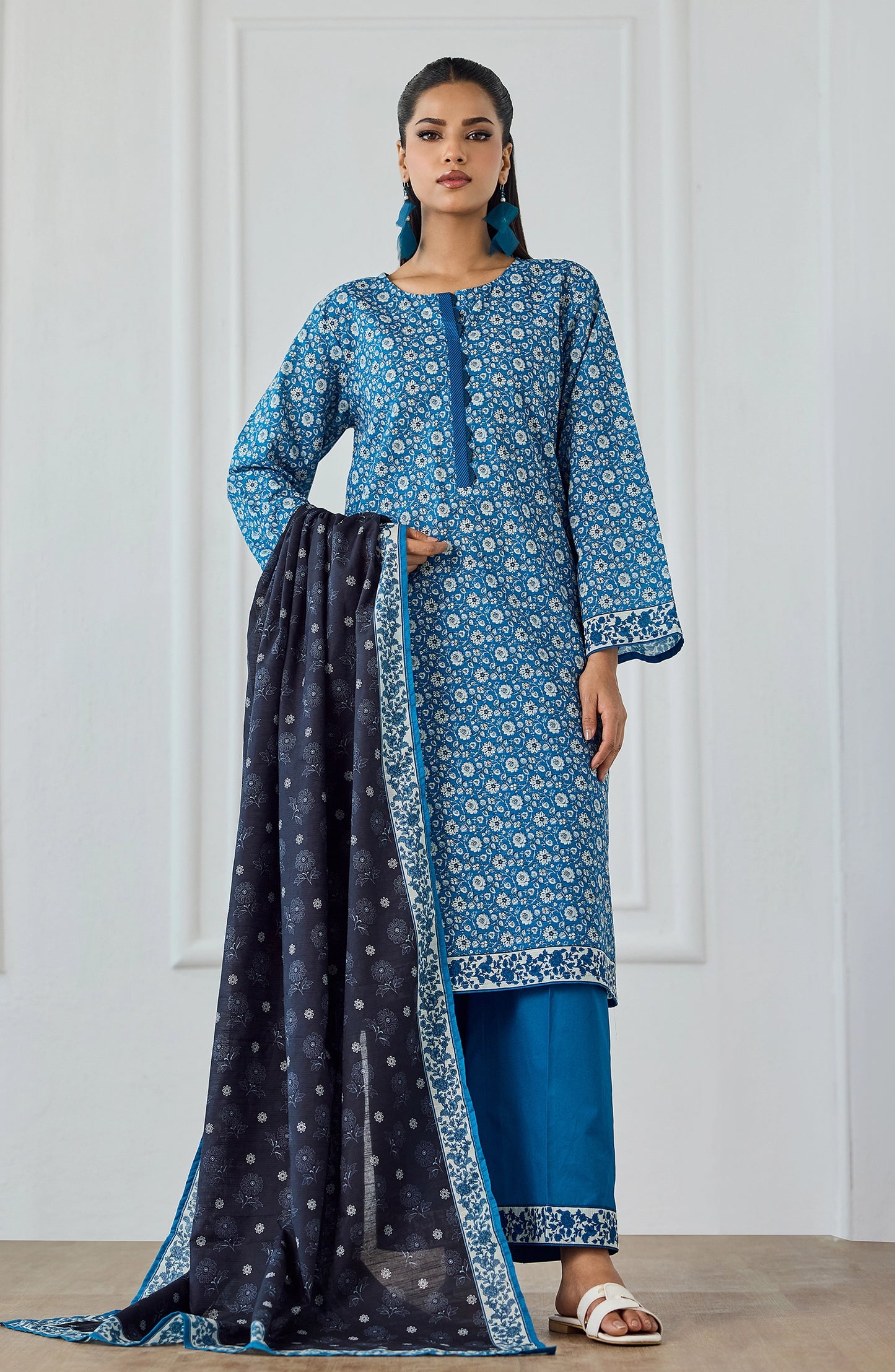 Unstitched | 3 Piece | Printed | Lawn Shirt | OTL-25-473/U BLUE