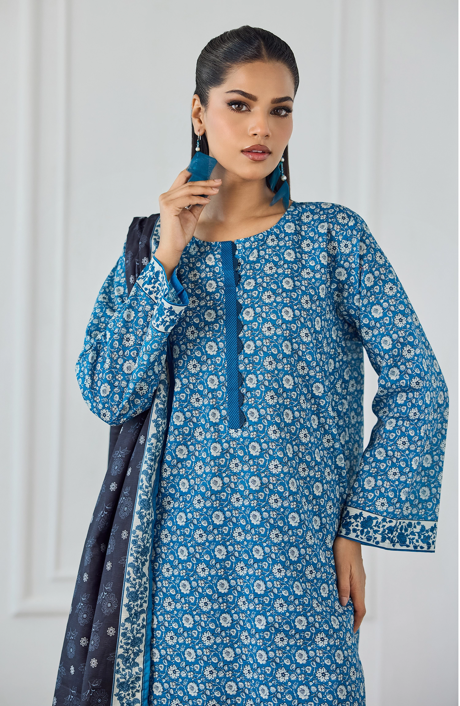 Unstitched | 3 Piece | Printed | Lawn Shirt | OTL-25-473/U BLUE