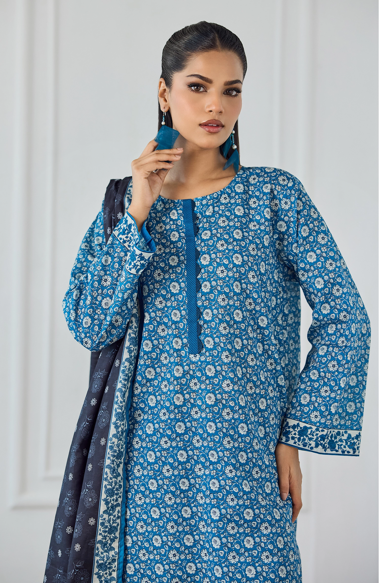 Unstitched | 3 Piece | Printed | Lawn Shirt | OTL-25-473/U BLUE