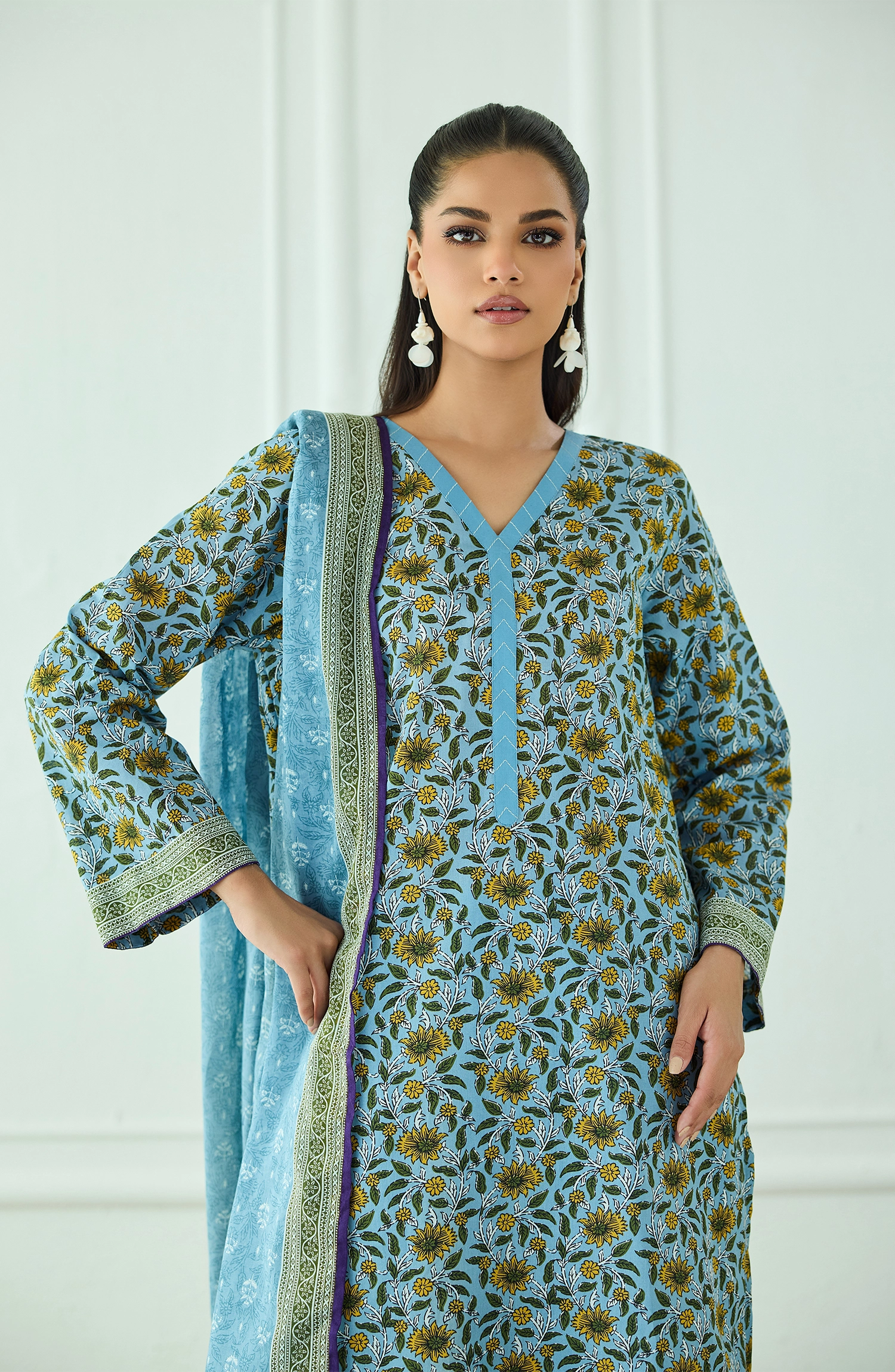 Stitched | 3 Piece | Printed | Lawn Shirt | OTL-25-529/S SKY BLUE