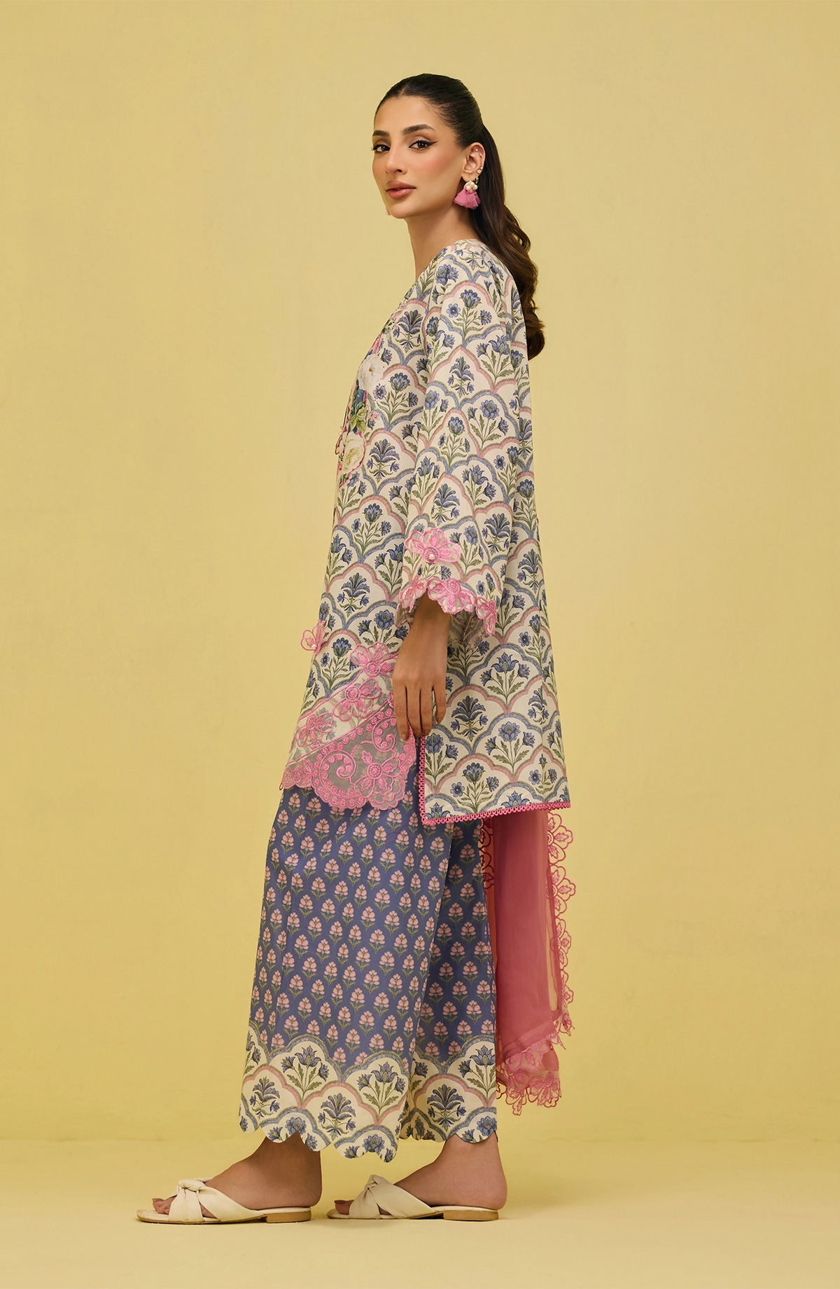 OTL-20646/S BEIGE LAWN Women READY TO WEAR SHIRT DUPATTA PANTS
