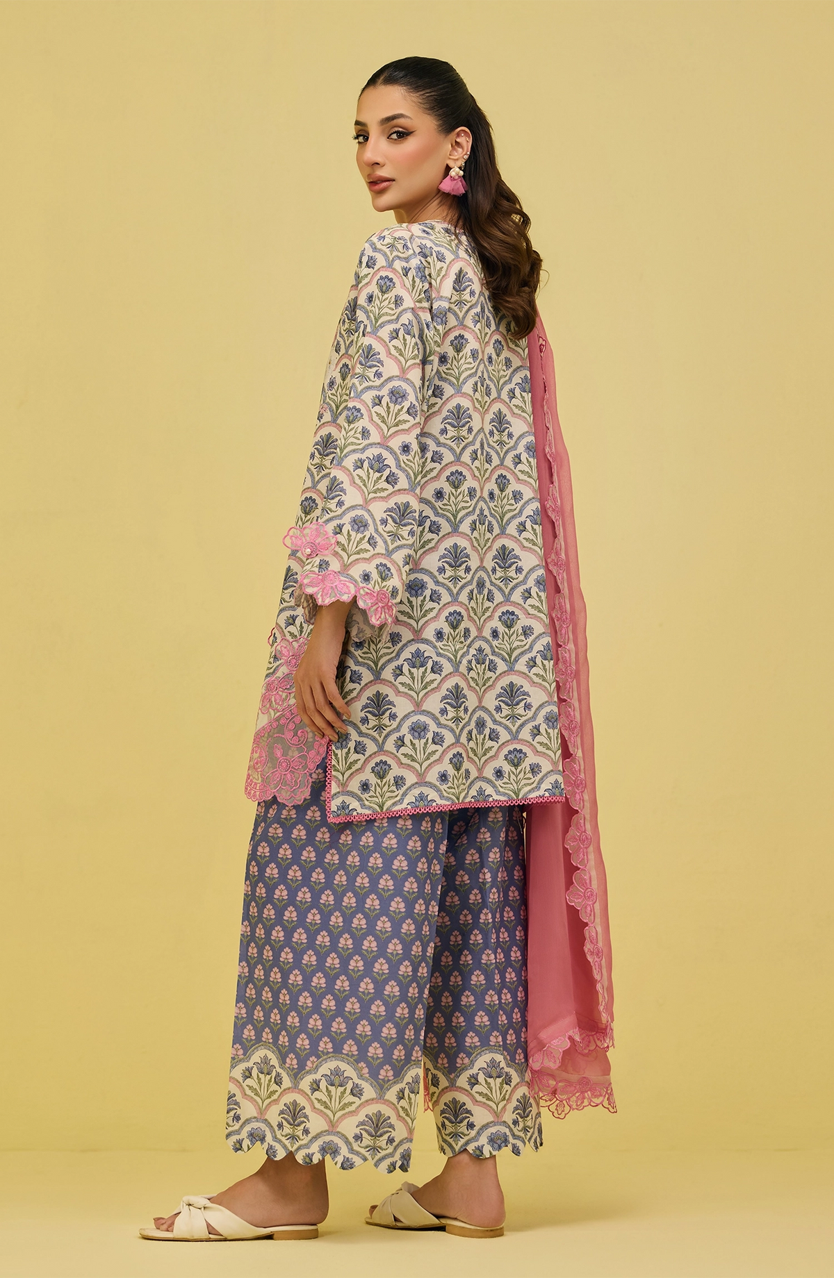 OTL-20646/S BEIGE LAWN Women READY TO WEAR SHIRT DUPATTA PANTS
