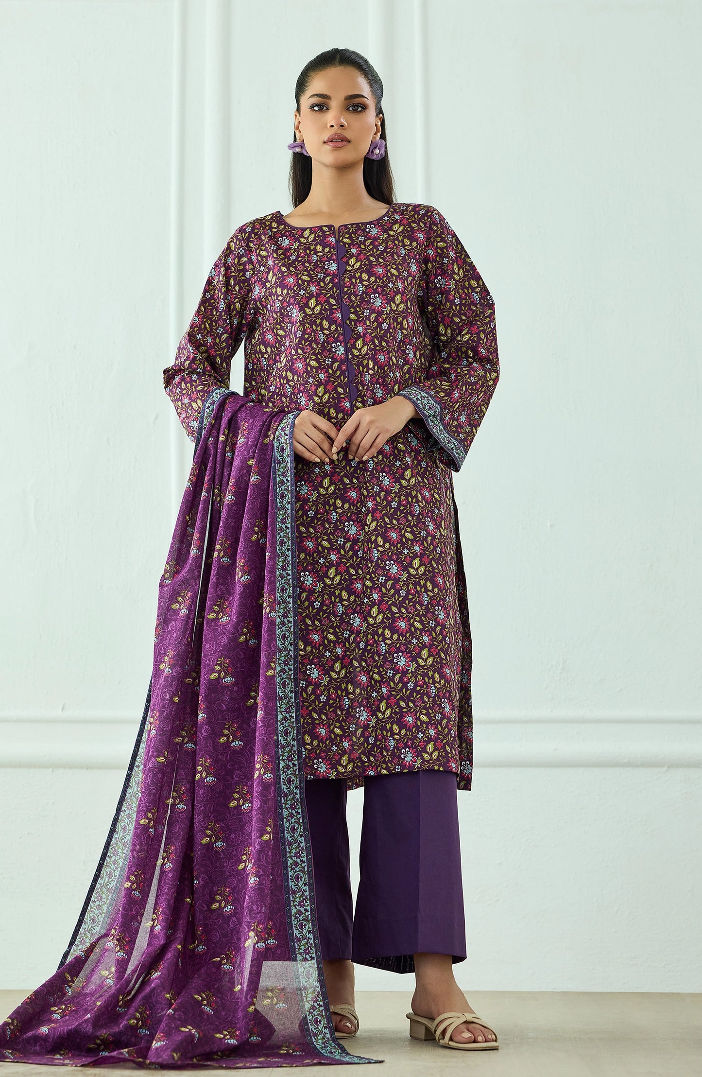 Unstitched | 3 Piece | Printed | Lawn Shirt | OTL-20555/U PURPLE