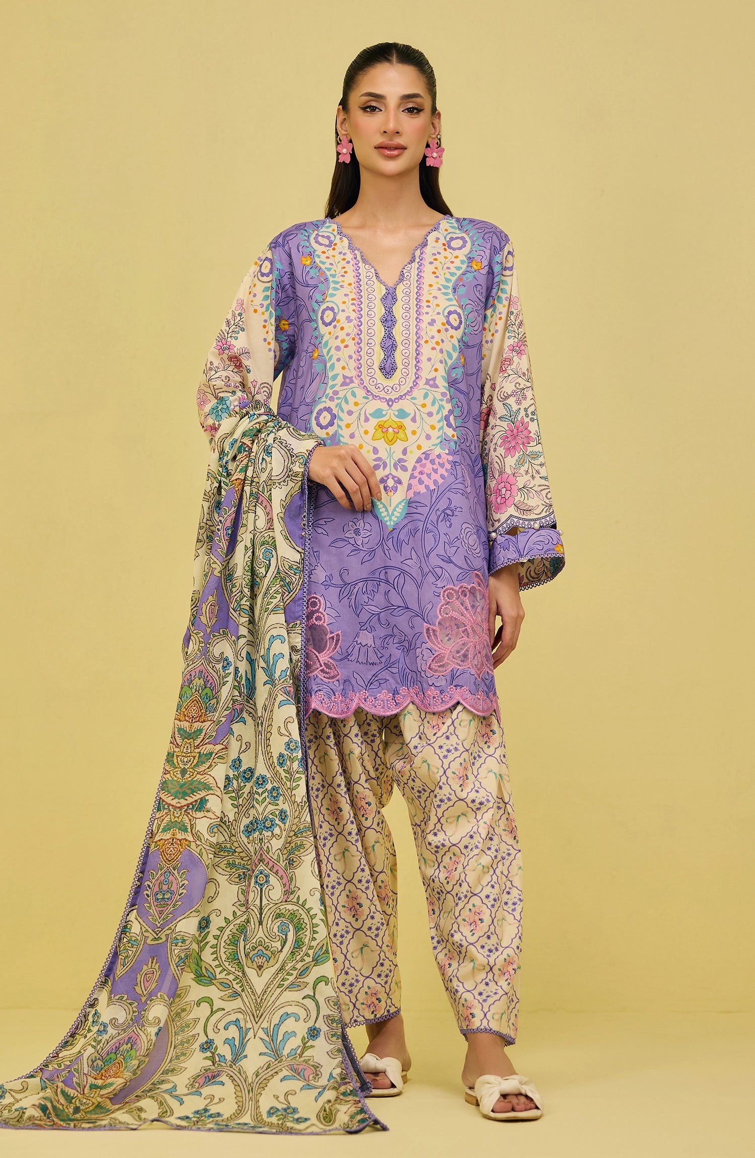 Stitched | 3 Piece | Printed Embroidered | Lawn Shirt | OTL-20676/S PURPLE | DISNEY LAND (LIMITED EDITION)