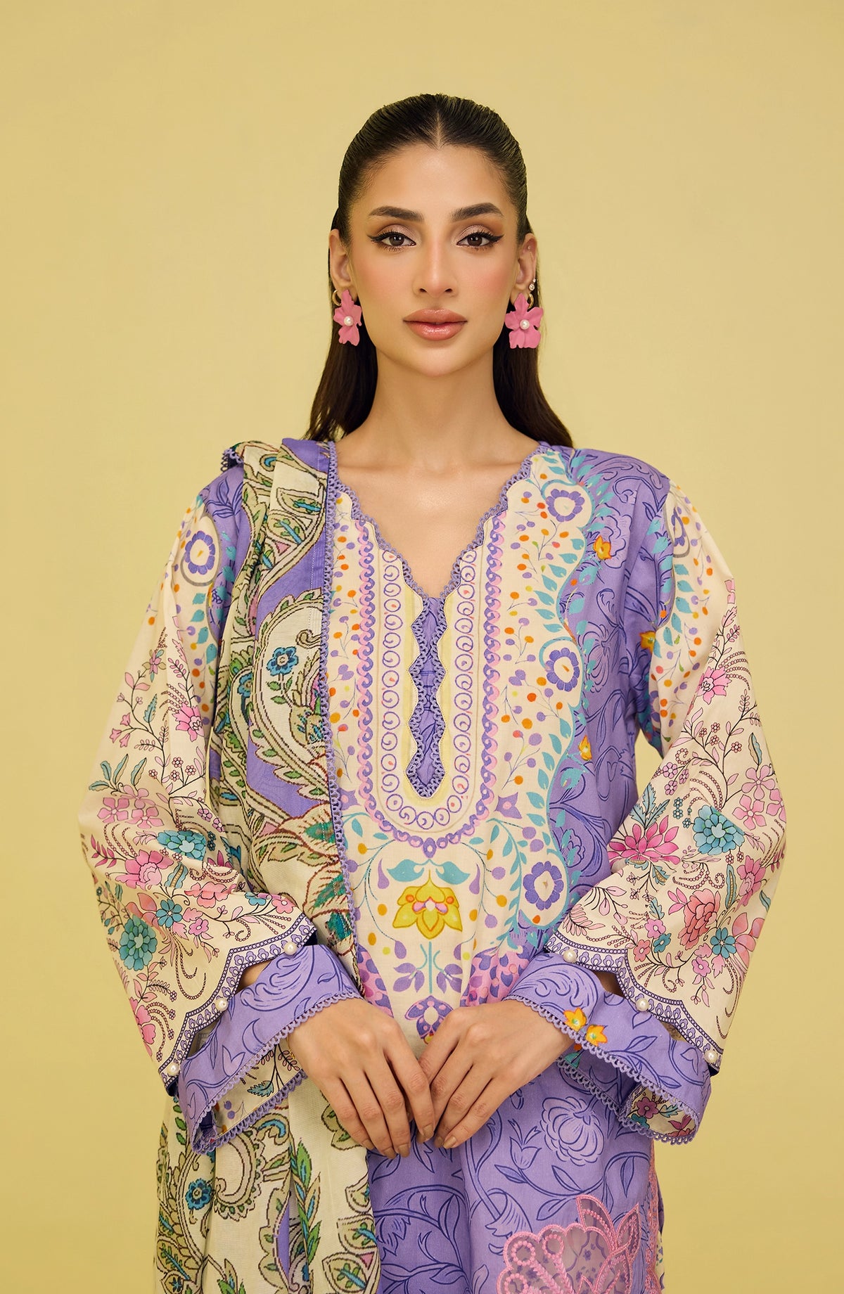 Stitched | 3 Piece | Printed Embroidered | Lawn Shirt | OTL-20676/S PURPLE | DISNEY LAND (LIMITED EDITION)