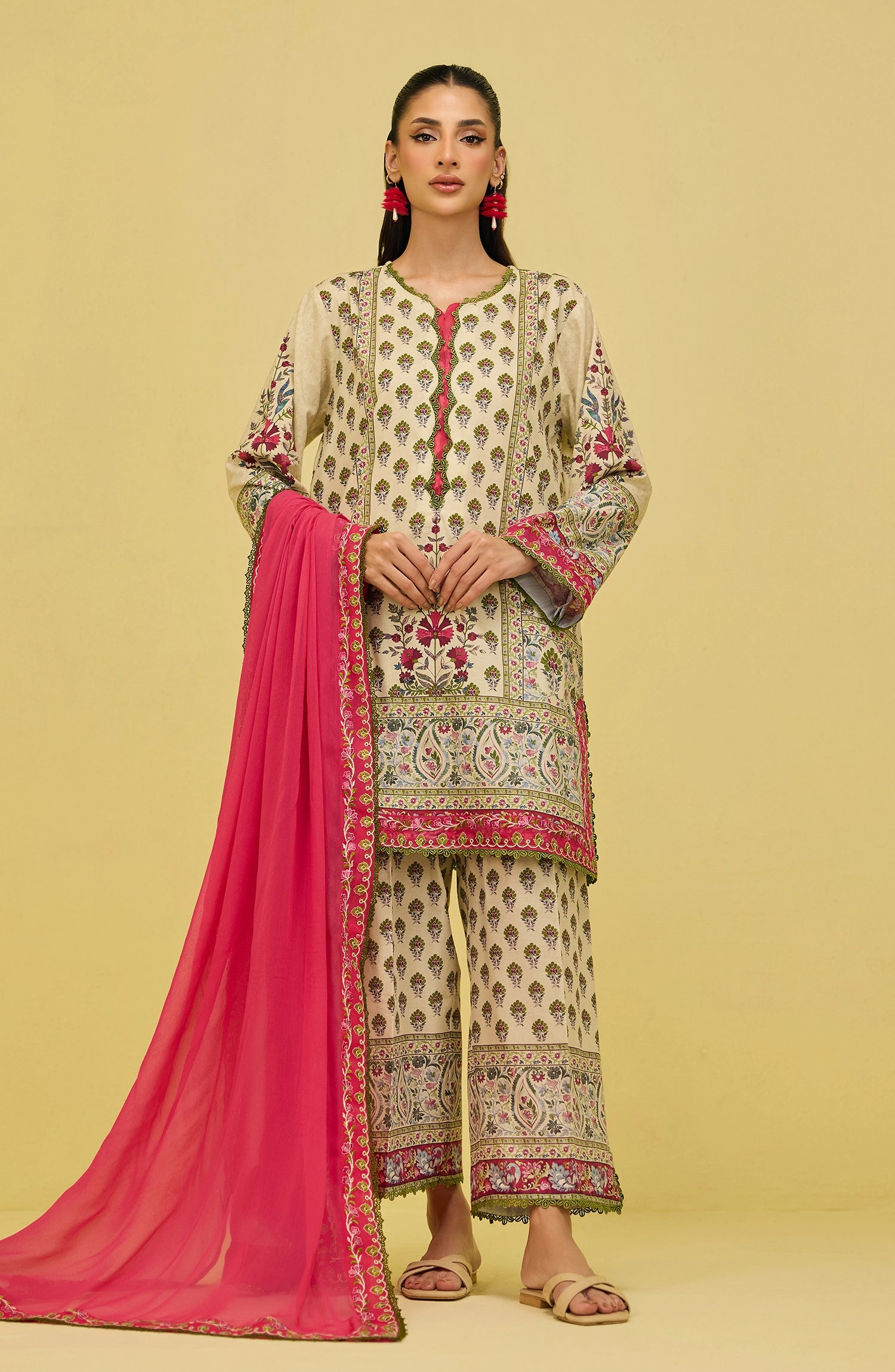 Stitched | 3 Piece | Printed Embroidered | Lawn Shirt | OTL-20686/S BEIGE | DITA (LIMITED EDITION)
