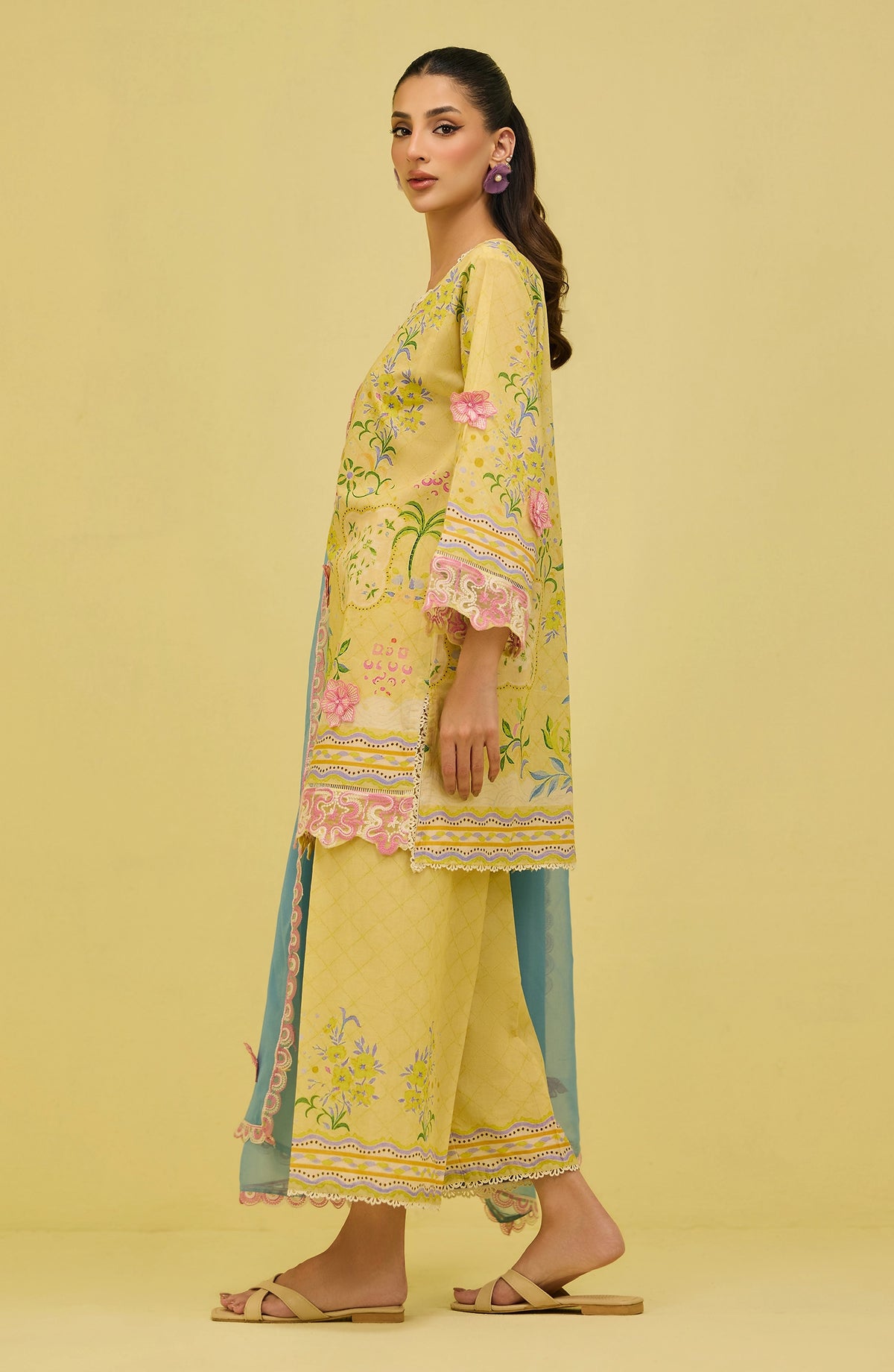 OTL-20656/S YELLOW LAWN Women READY TO WEAR SHIRT DUPATTA PANTS
