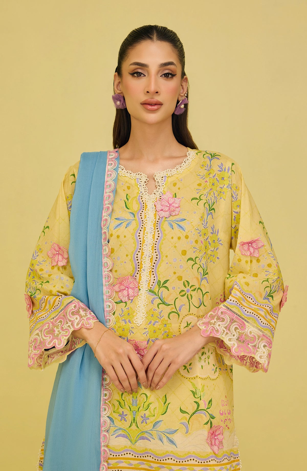 OTL-20656/S YELLOW LAWN Women READY TO WEAR SHIRT DUPATTA PANTS
