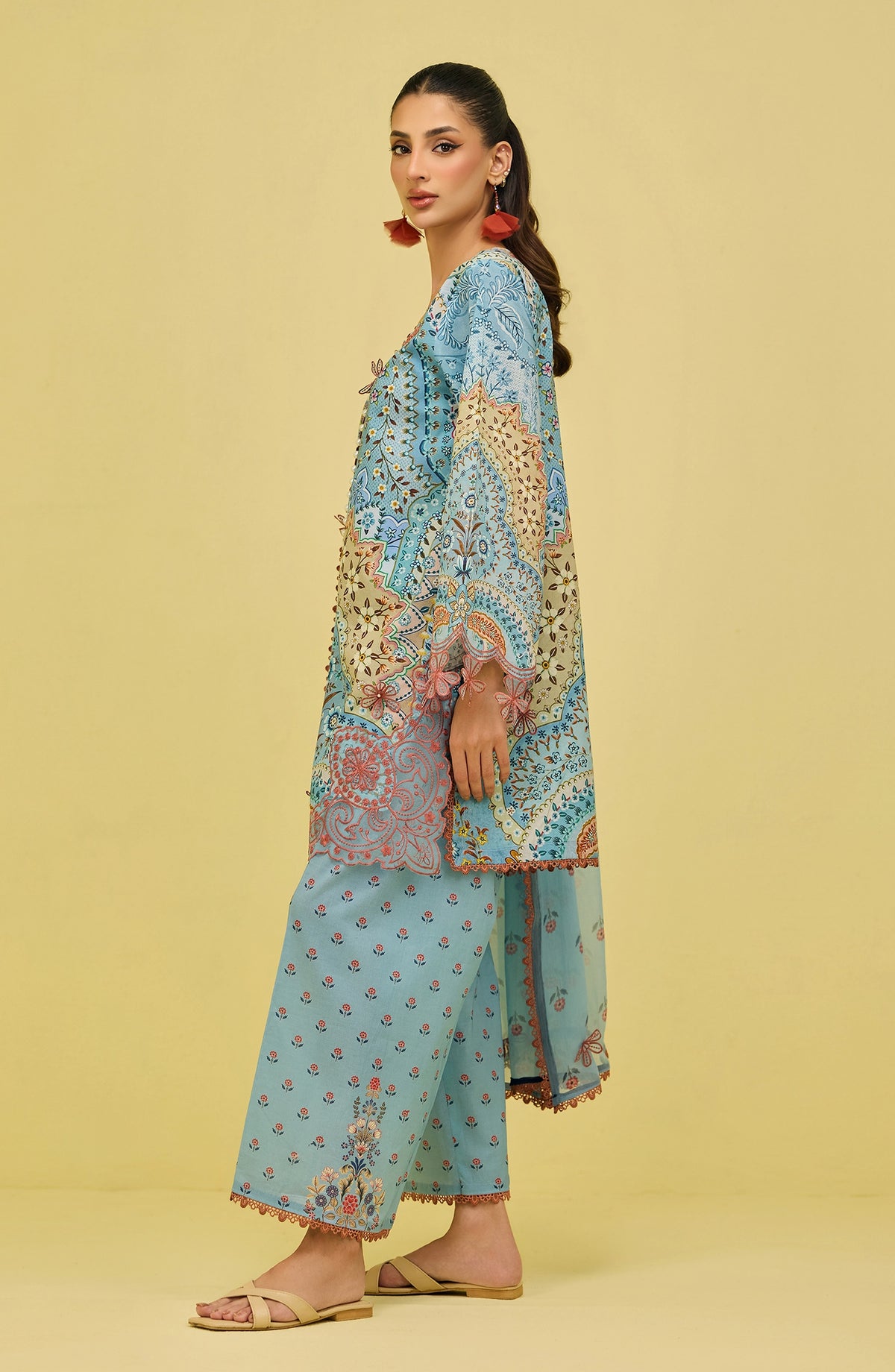 Stitched | 3 Piece | Printed Embroidered | Lawn Shirt | OTL-20896/S BLUE | ARABIC