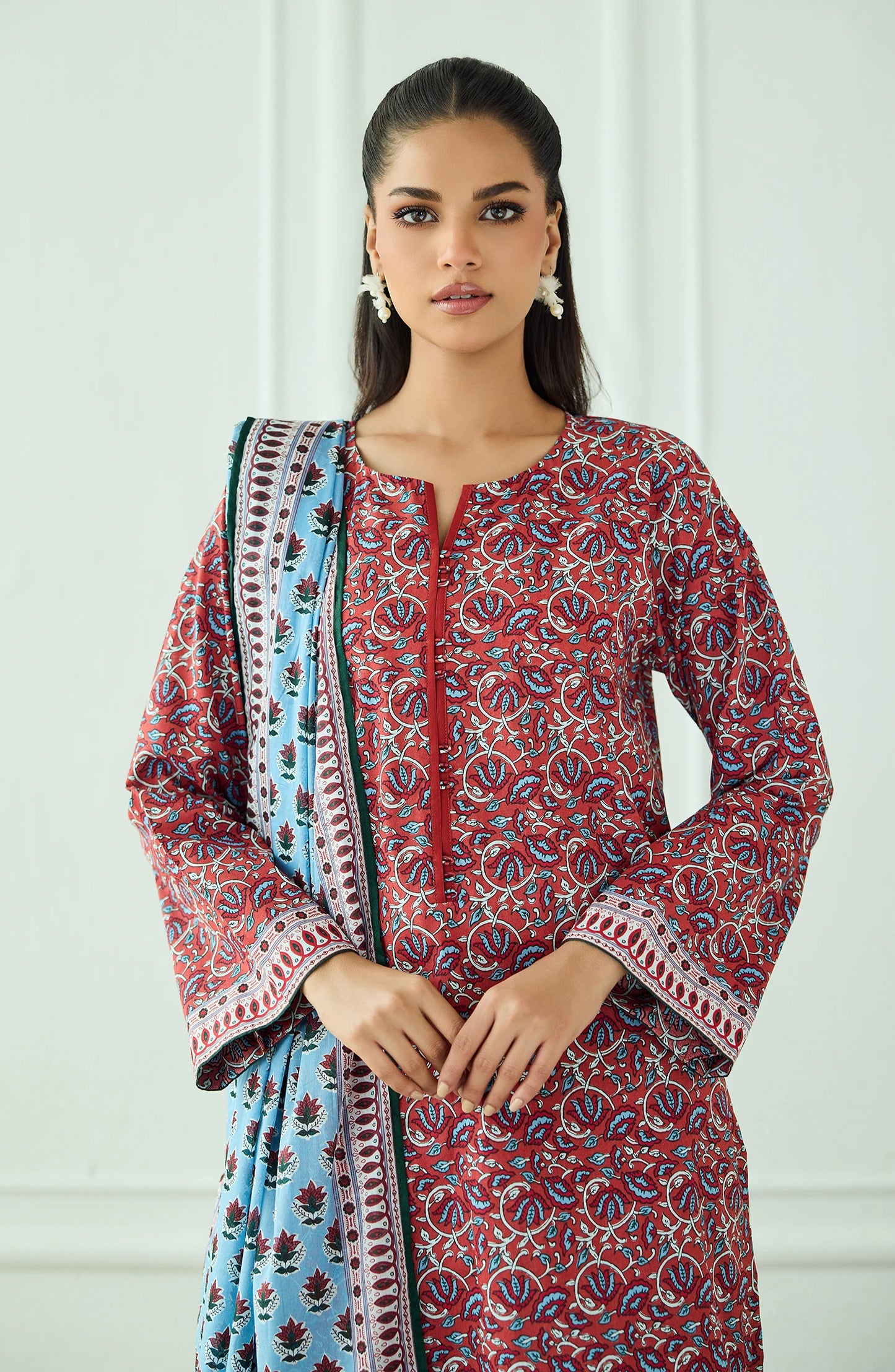 Stitched | 3 Piece | Printed | Lawn Shirt | OTL-20495/S RUST