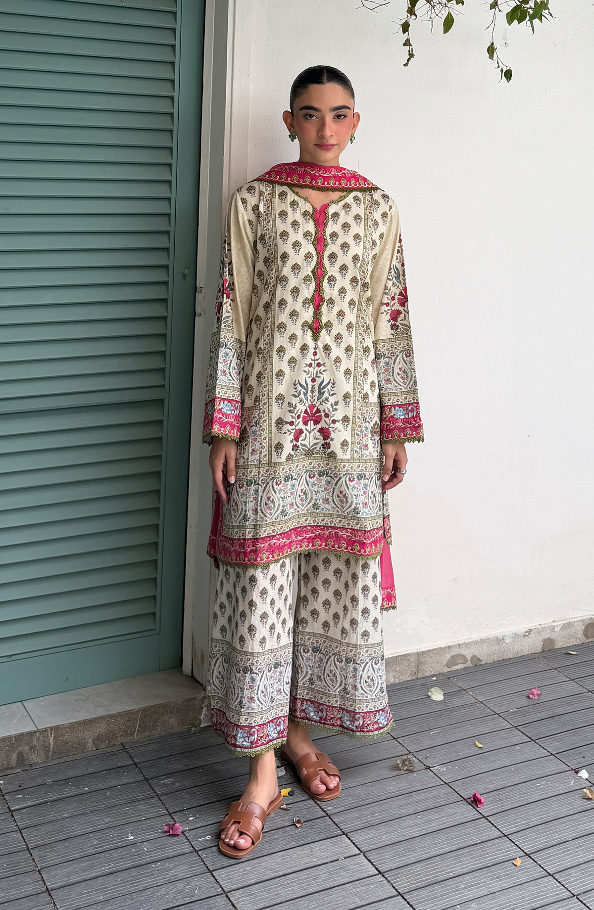 Stitched | 3 Piece | Printed Embroidered | Lawn Shirt | OTL-20686/S BEIGE | DITA (LIMITED EDITION)
