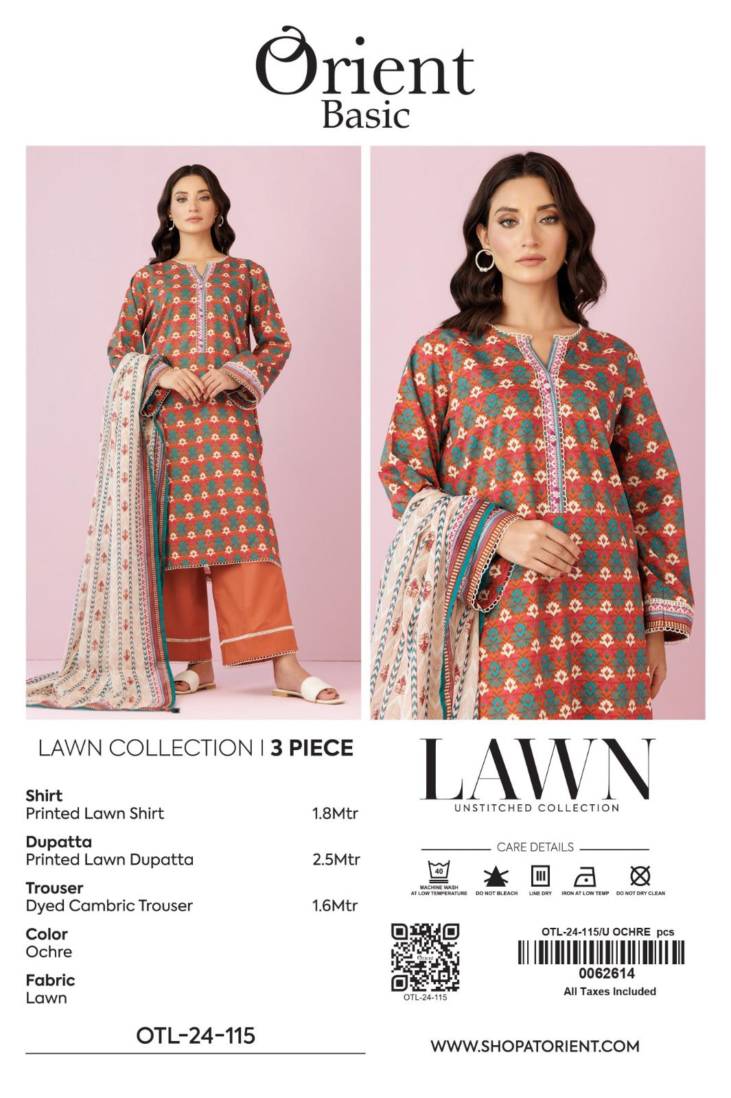 Unstitched | 3 Piece | Printed Lawn | OTL-24-115