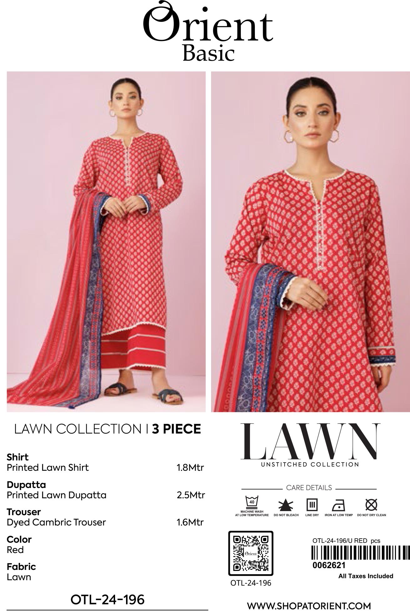 Unstitched | 3 Piece | Printed Lawn | OTL-24-196
