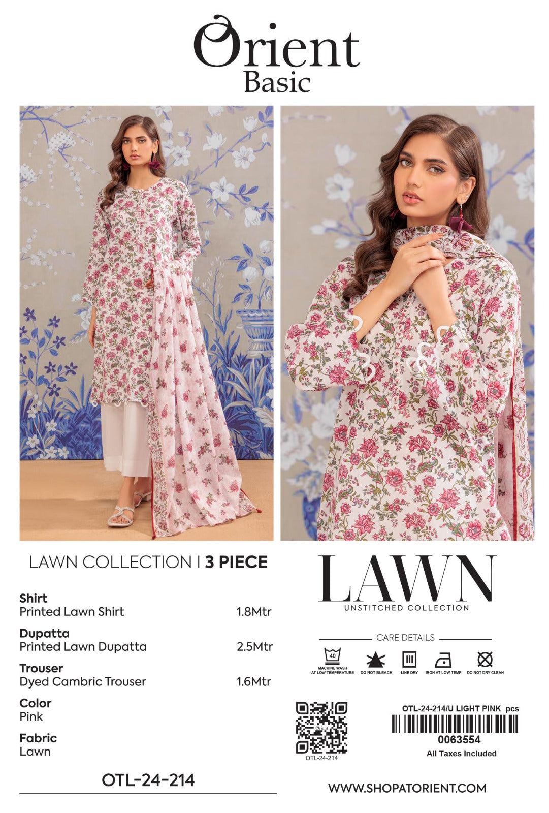 Unstitched | 3 Piece | Printed Lawn | OTL-24-214