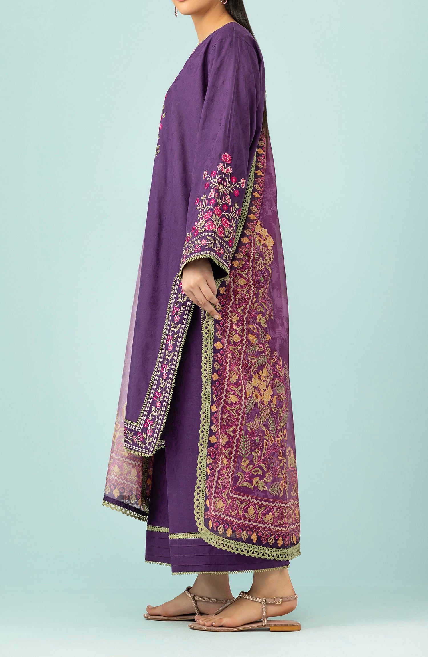 OTL-24-257/U PURPLE LAWN JACQUARD Women STITCHED SHIRT DUPATTA PANTS