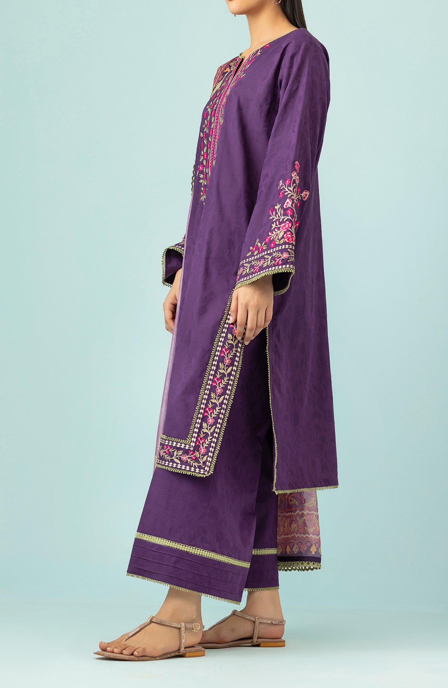 OTL-24-257/U PURPLE LAWN JACQUARD Women STITCHED SHIRT DUPATTA PANTS