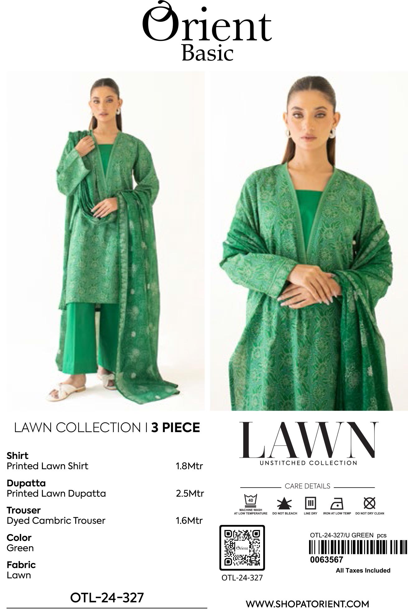 UNSTITCHED | 3 Piece | Printed Lawn | OTL-24-327
