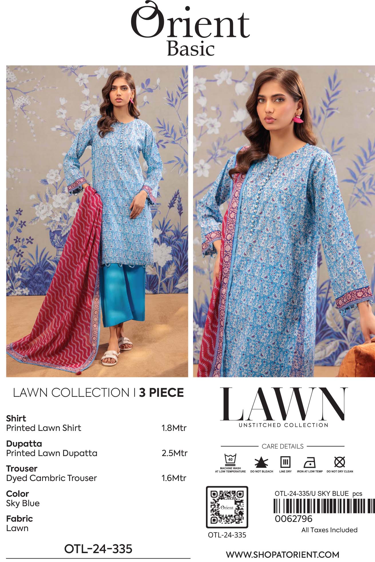 UNSTITCHED | 3 Piece | Printed Lawn | OTL-24-335