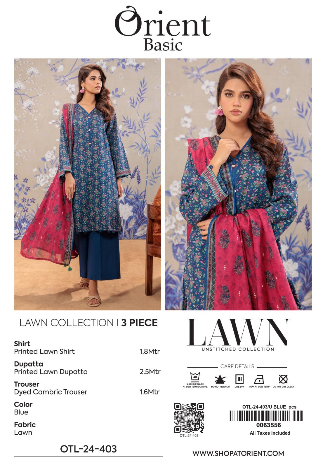 Unstitched | 3 Piece | Printed Lawn | OTL-24-403